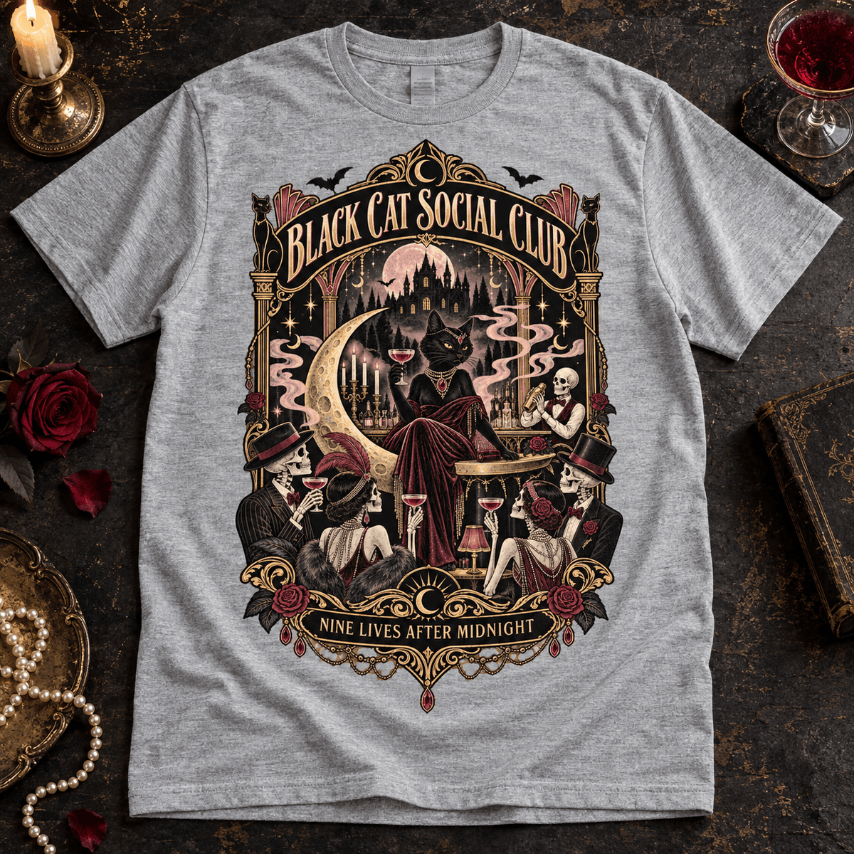 Black Cat Social Club Tee - Boo Crew Boutique