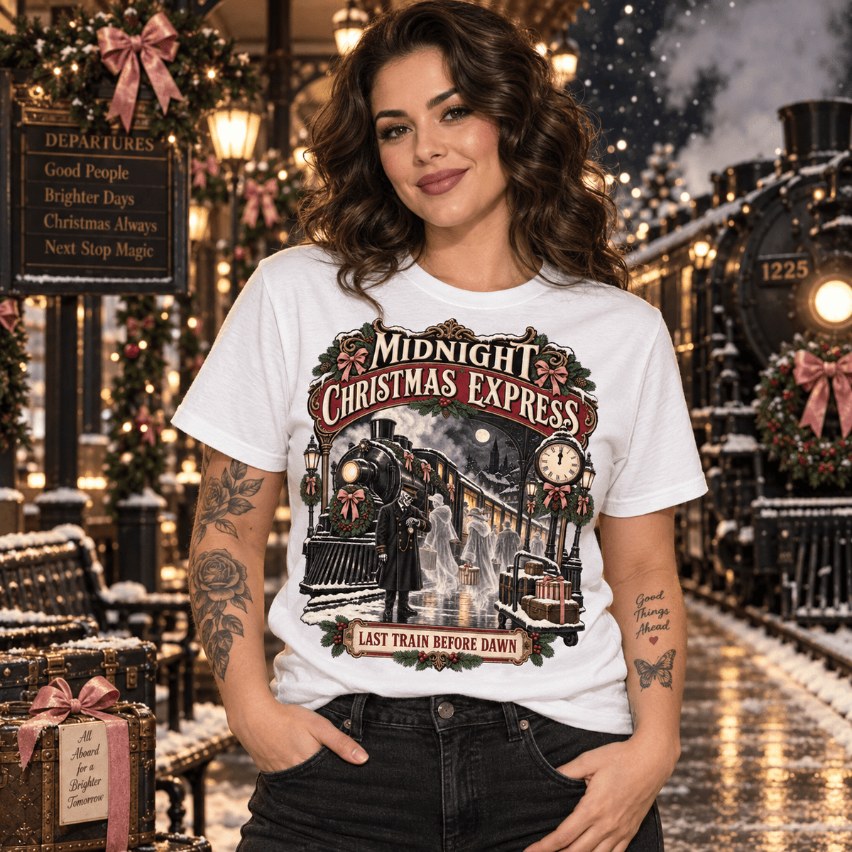 Midnight Christmas Express T-Shirt — Last Train Before Dawn Holiday Tee - Boo Crew Boutique