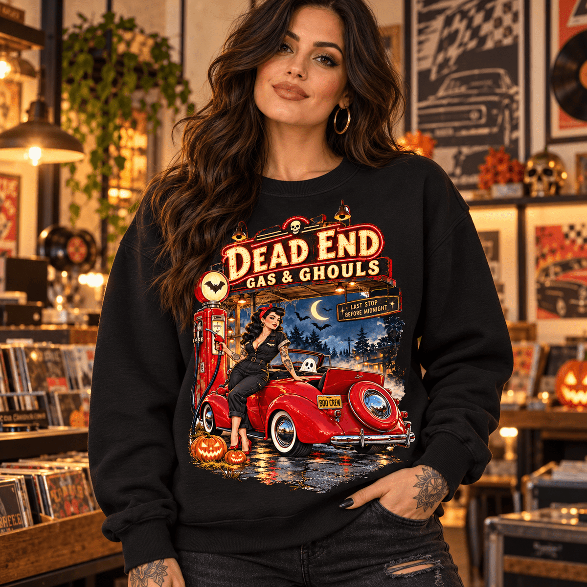 Dead End Gas & Ghouls Crewneck - Boo Crew Boutique