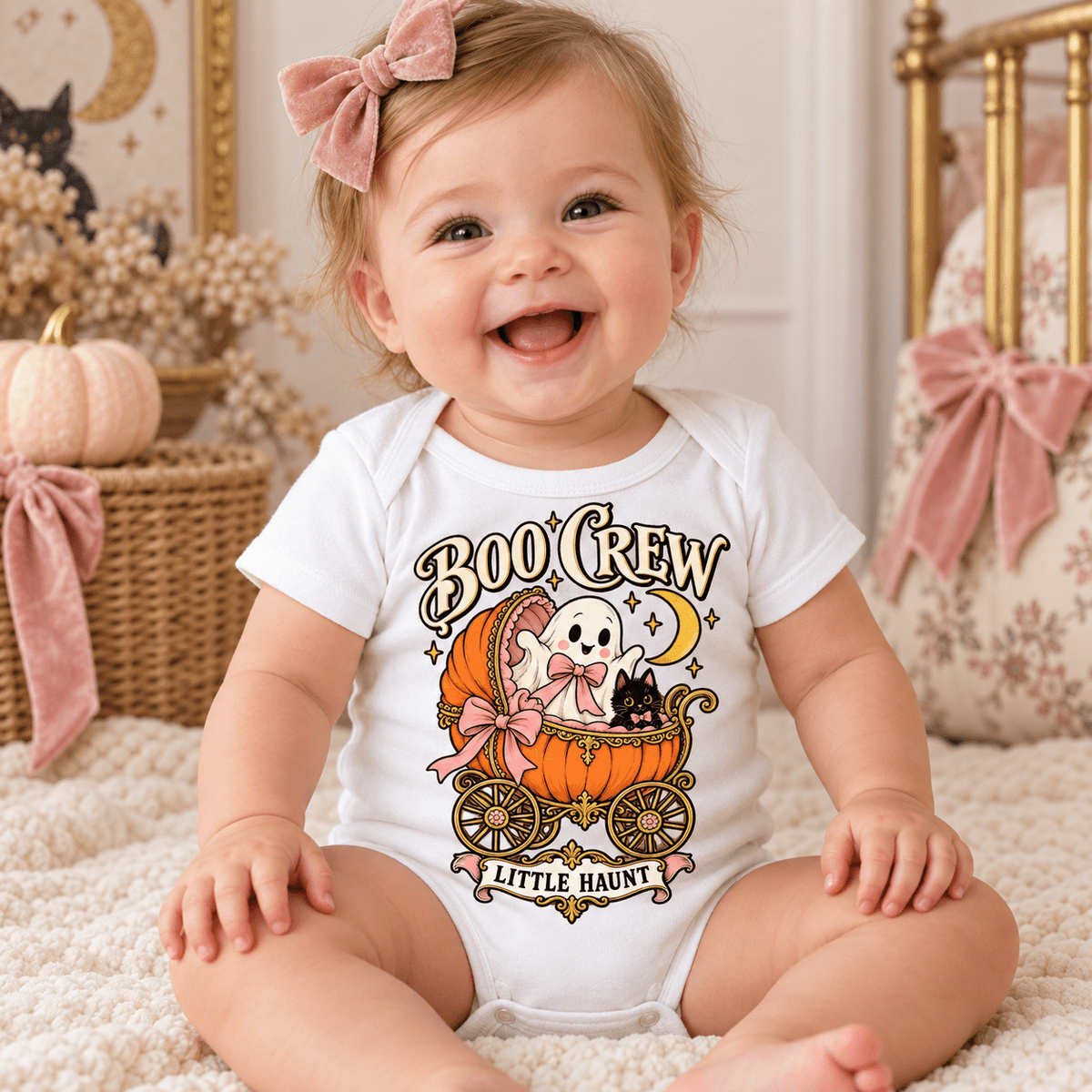 Halloween Baby Bodysuit – Boo Crew Little Haunt Ghost & Black Cat - Boo Crew Boutique