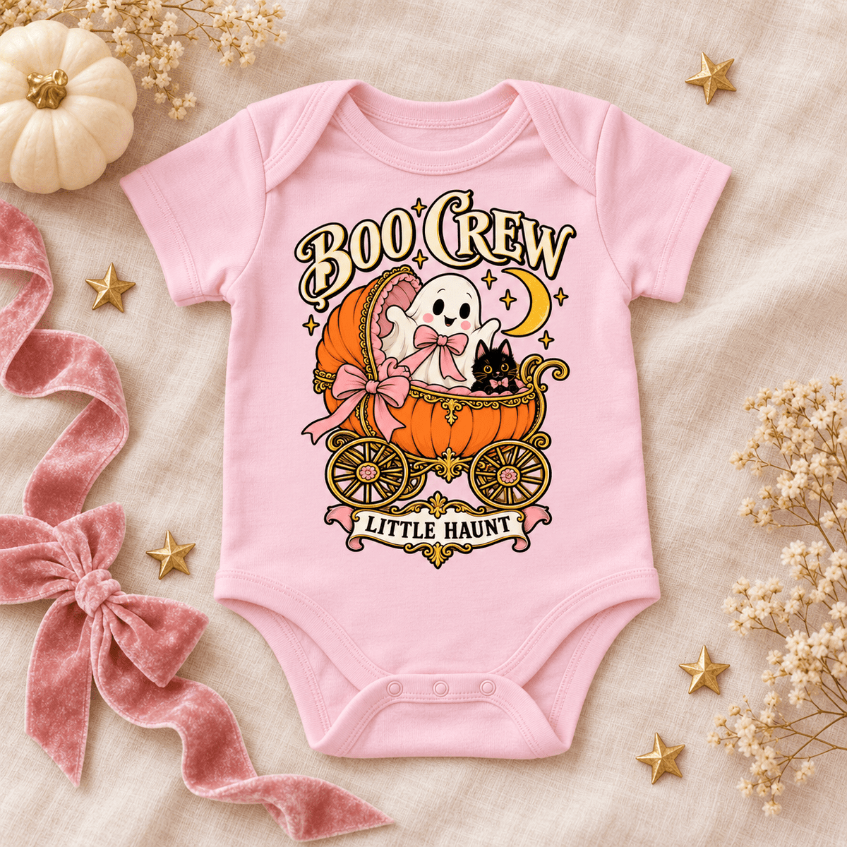 Halloween Baby Bodysuit – Boo Crew Little Haunt Ghost & Black Cat - Boo Crew Boutique