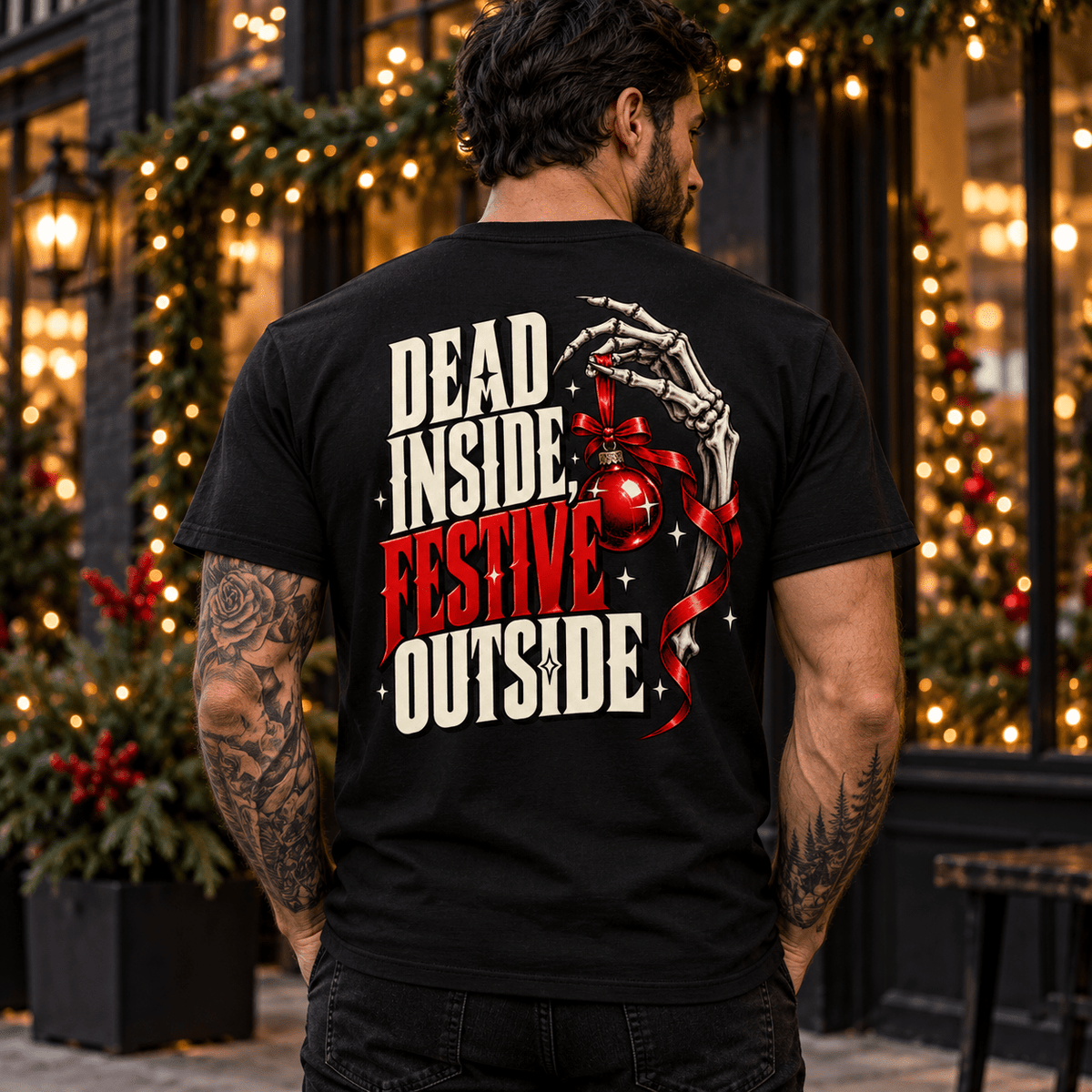 Dead Inside Festive Outside Men's Christmas Tee - Boo Crew Boutique