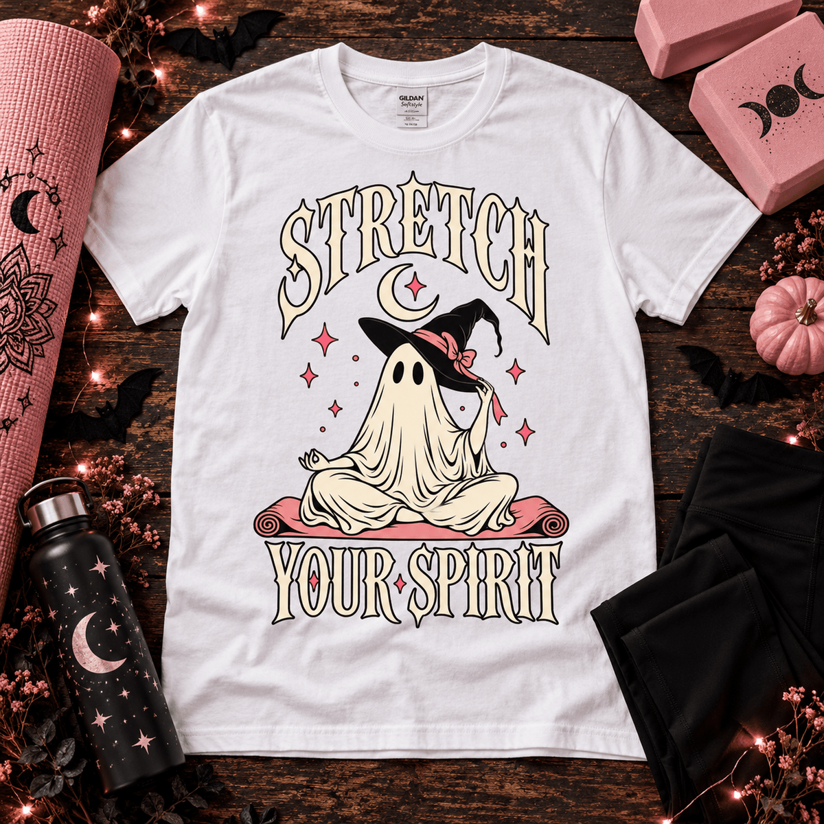 Stretch Your Spirit Ghost T-Shirt — Cute Witchy Halloween Graphic Tee - Boo Crew Boutique