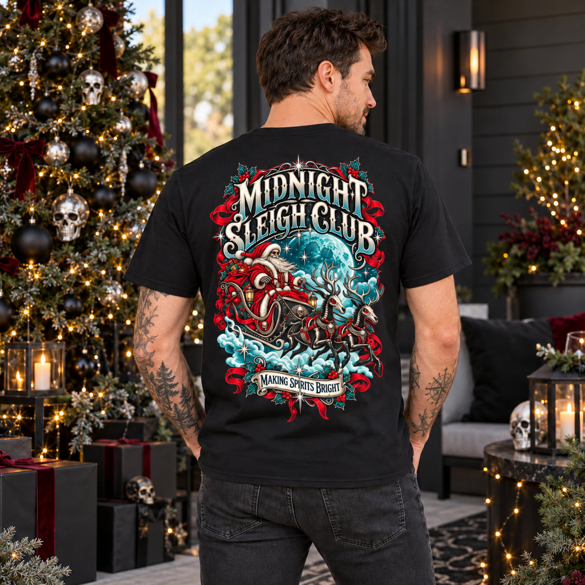 Midnight Sleigh Club Christmas Graphic T-Shirt - Boo Crew Boutique