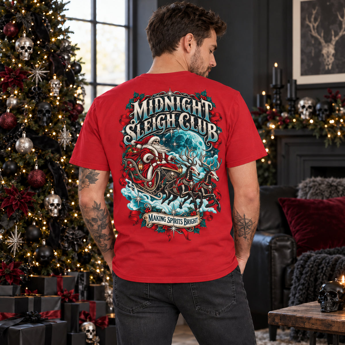 Midnight Sleigh Club Christmas Graphic T-Shirt - Boo Crew Boutique
