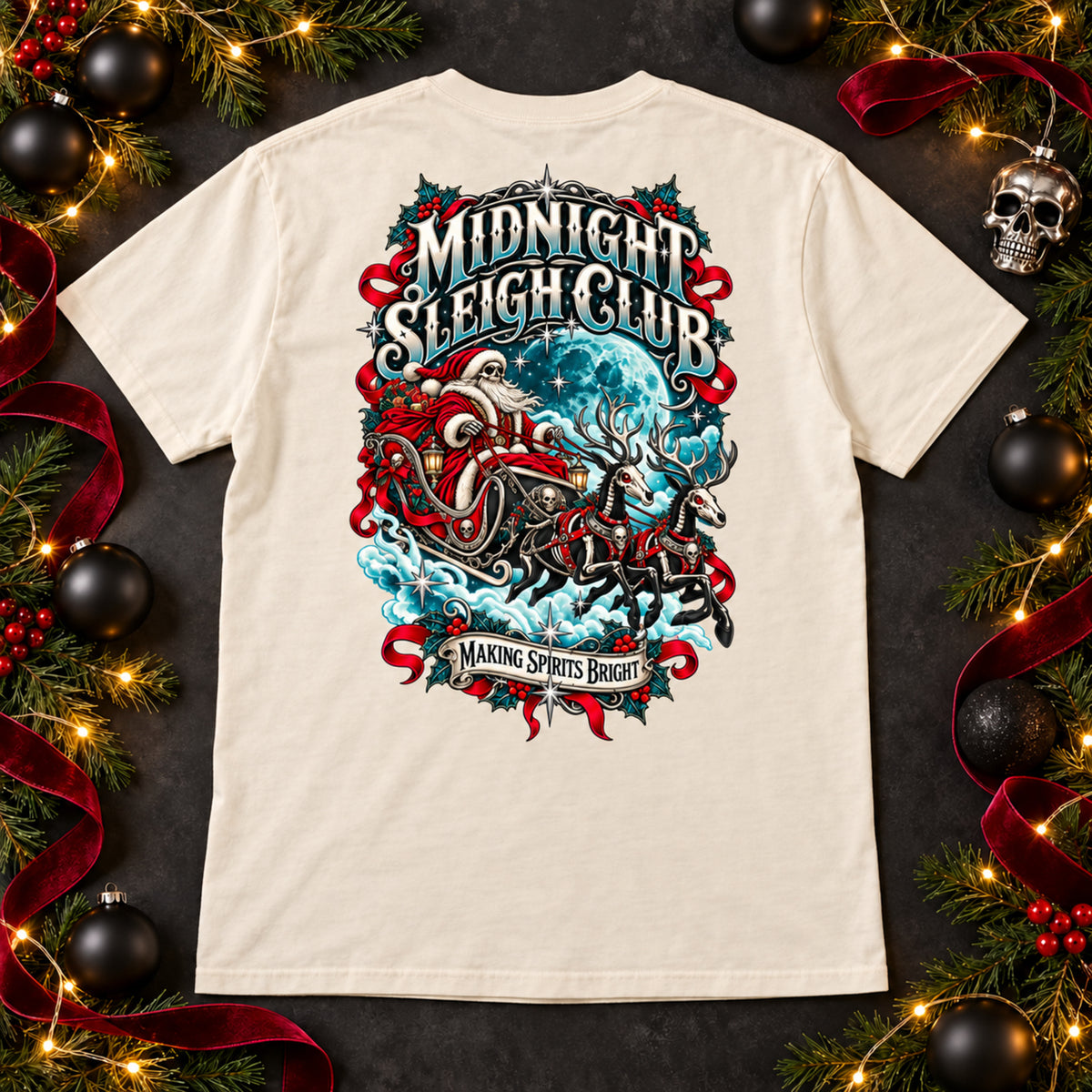 Midnight Sleigh Club Christmas Graphic T-Shirt - Boo Crew Boutique