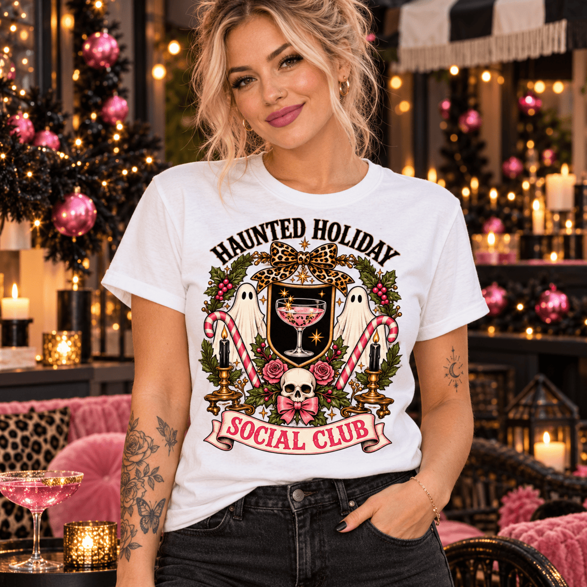 Haunted Holiday Social Club Halloween T-Shirt - Boo Crew Boutique