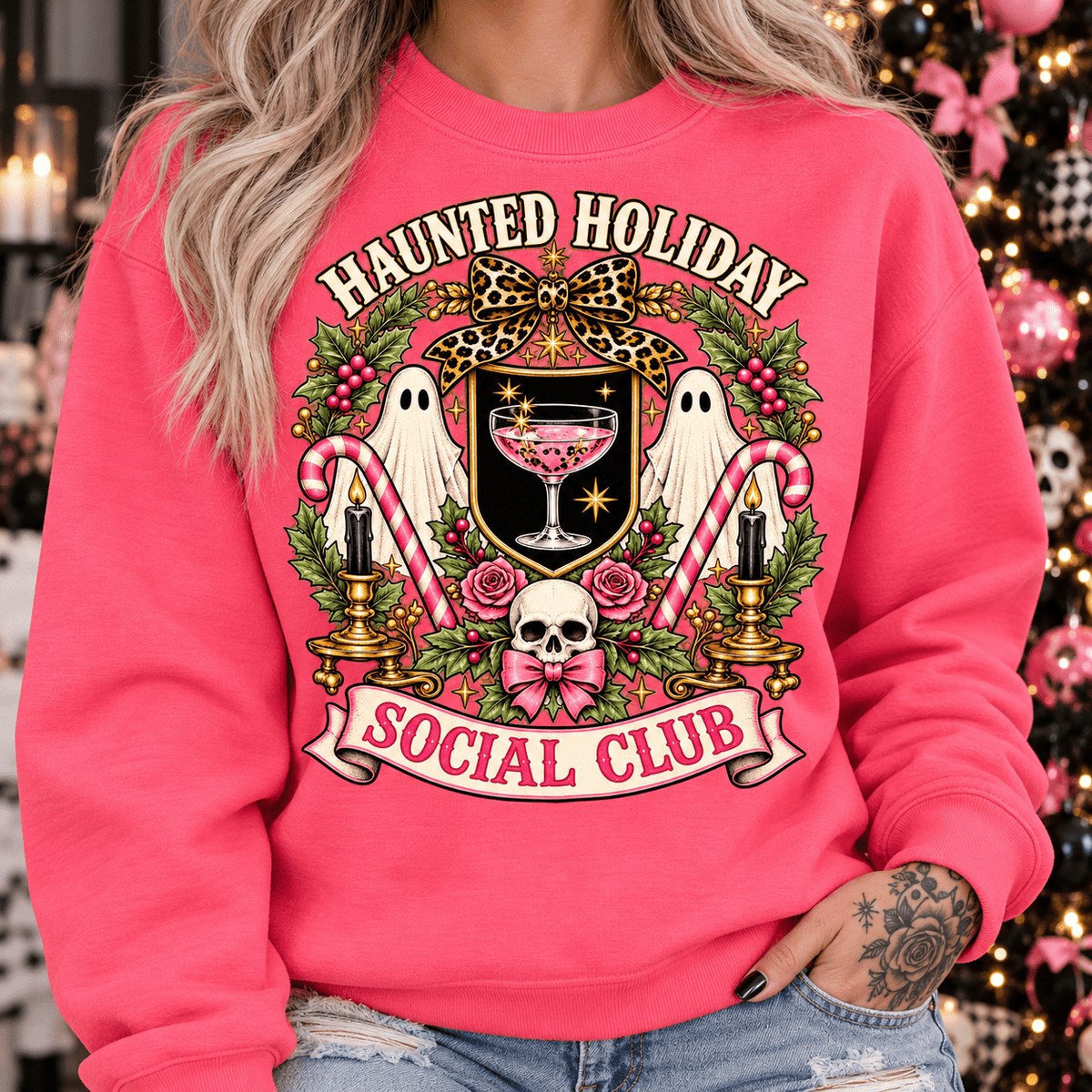Haunted Holiday Social Club Christmas Sweatshirt - Boo Crew Boutique