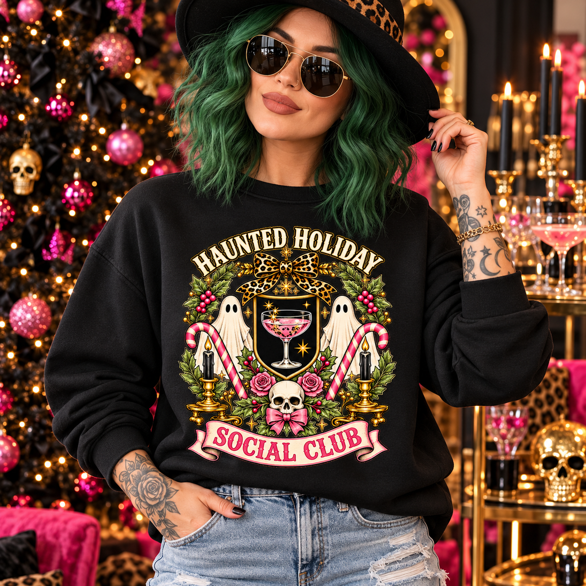 Haunted Holiday Social Club Christmas Sweatshirt - Boo Crew Boutique