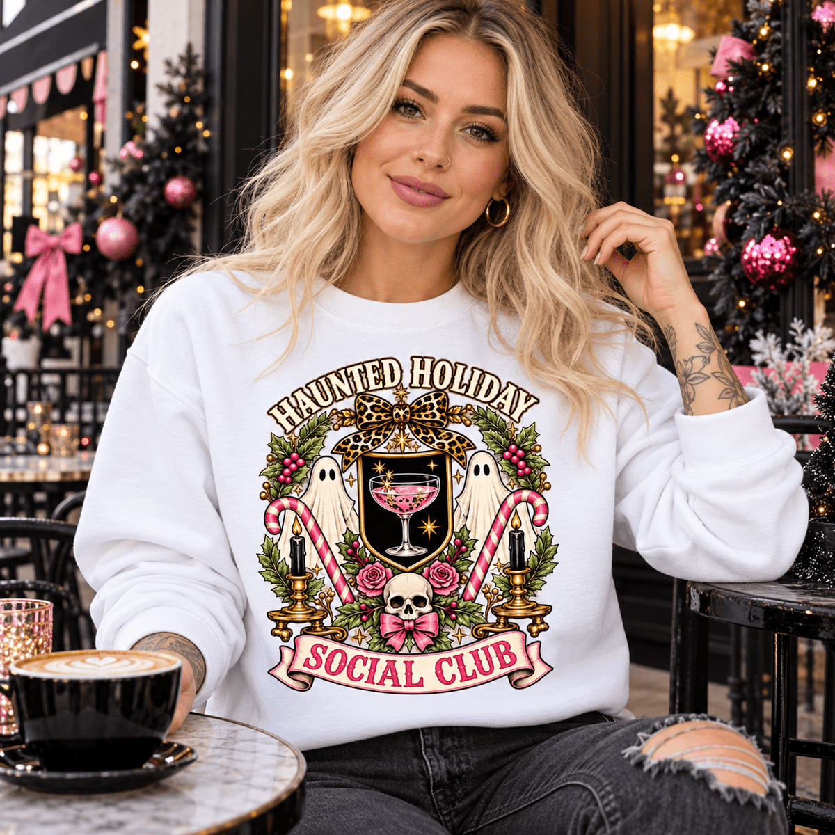 Haunted Holiday Social Club Christmas Sweatshirt - Boo Crew Boutique