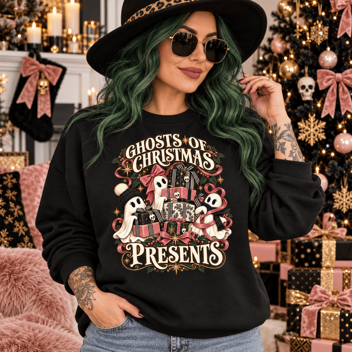 Ghosts of Christmas Presents Holiday Crewneck Sweatshirt - Boo Crew Boutique