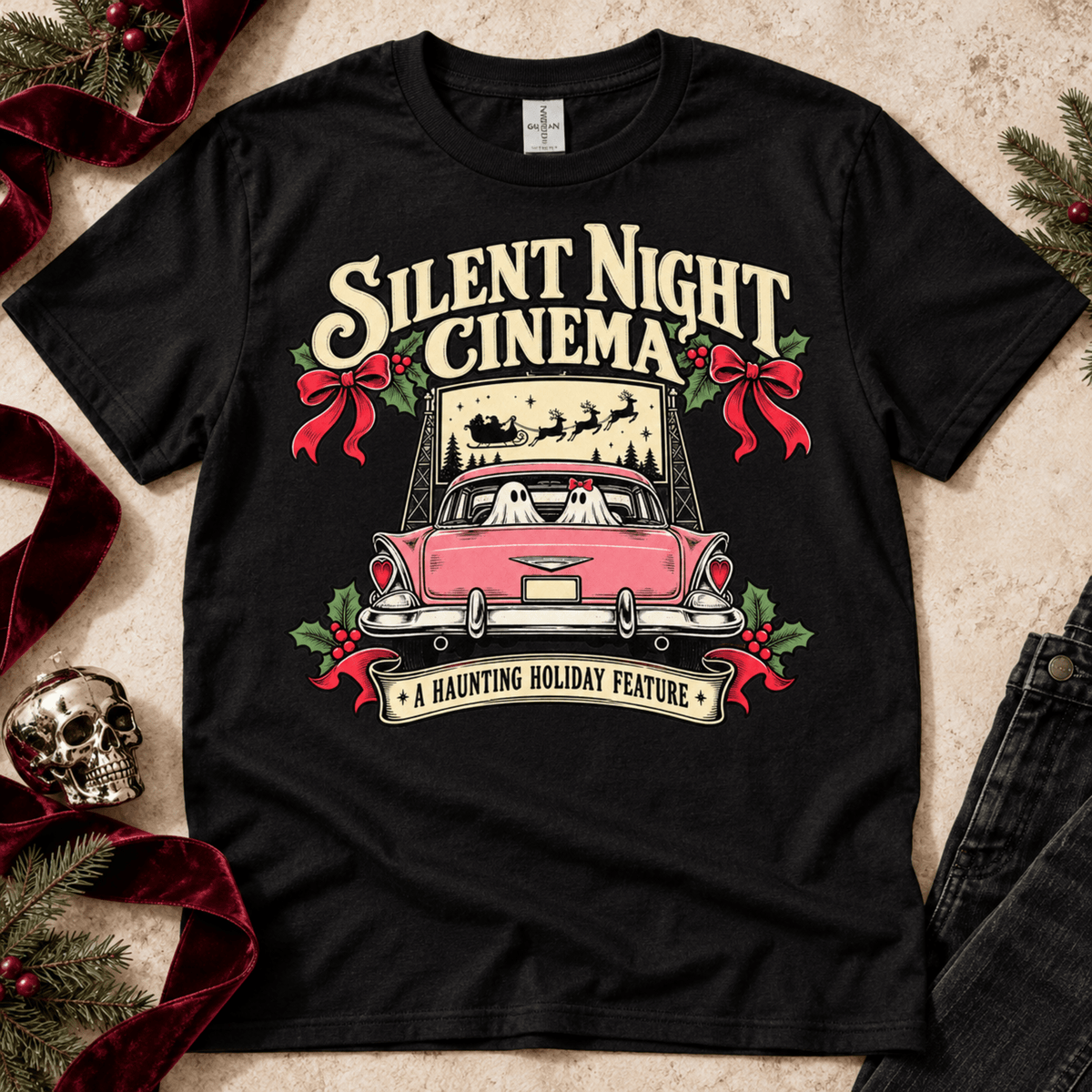 Silent Night Cinema Christmas Movie T-Shirt - Boo Crew Boutique