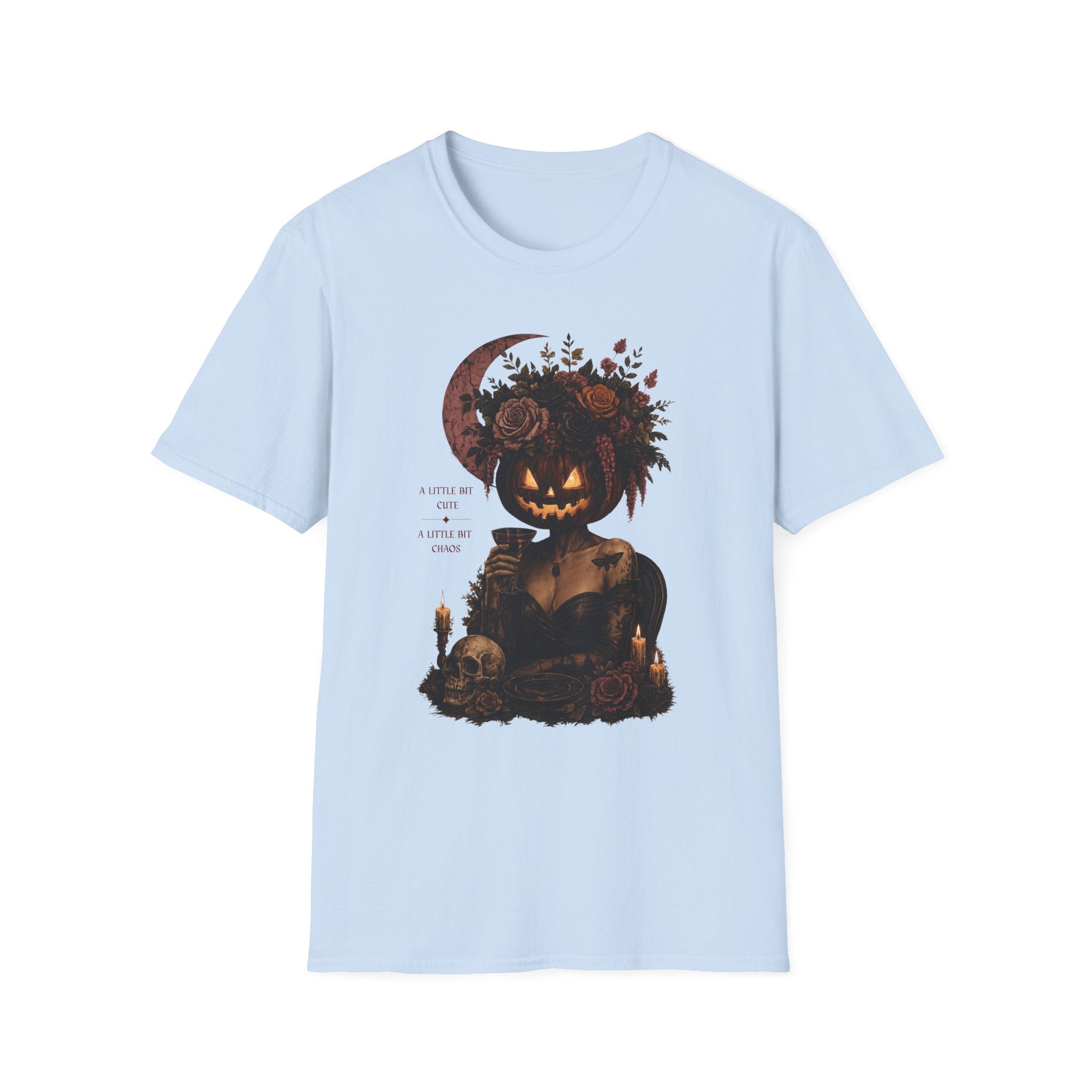 A Little Bit Cute, A Little Bit Chaos T-Shirt — Gothic Pumpkin Head Tee - Boo Crew Boutique