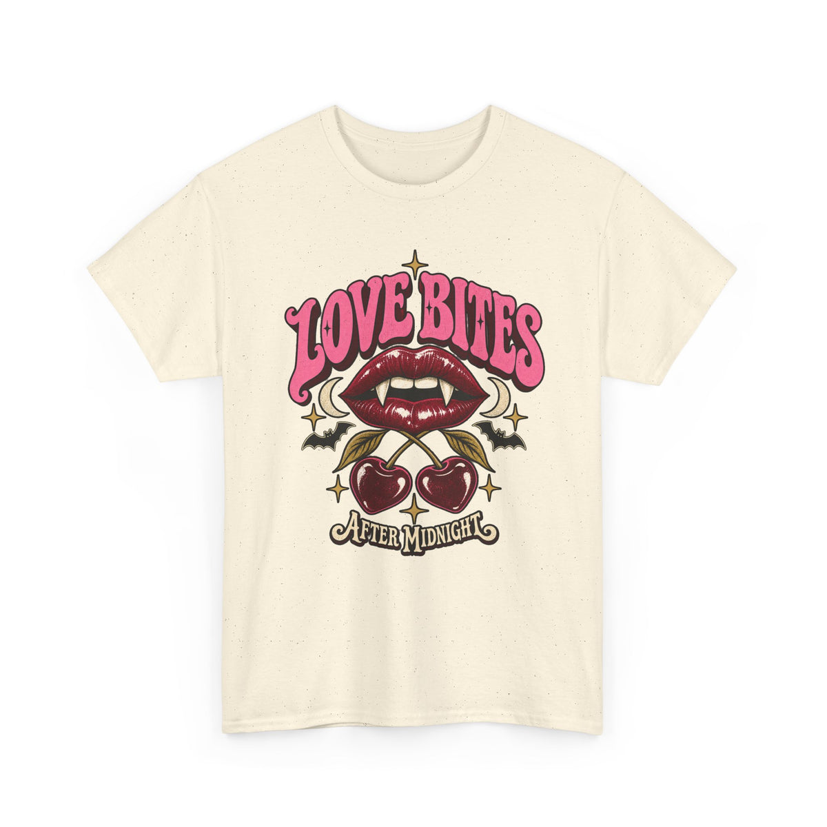 Love Bites Tee - Retro Vampire Lips & Cherries Graphic Shirt - Boo Crew Boutique