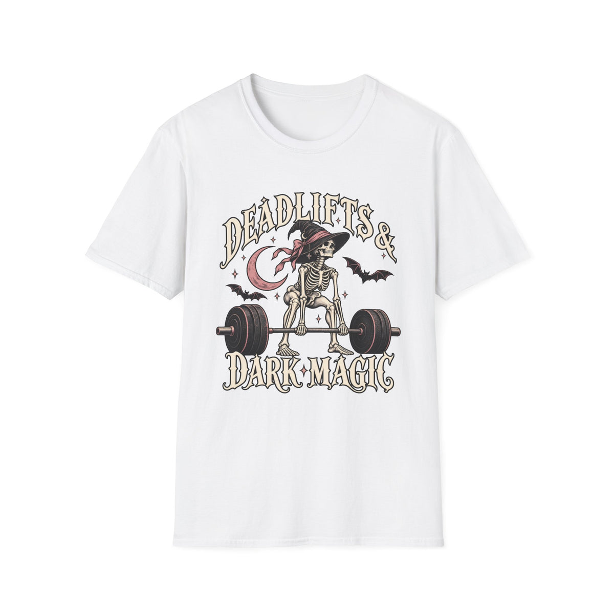 Deadlifts & Dark Magic T-Shirt — Skeleton Weightlifting Gym Tee - Boo Crew Boutique