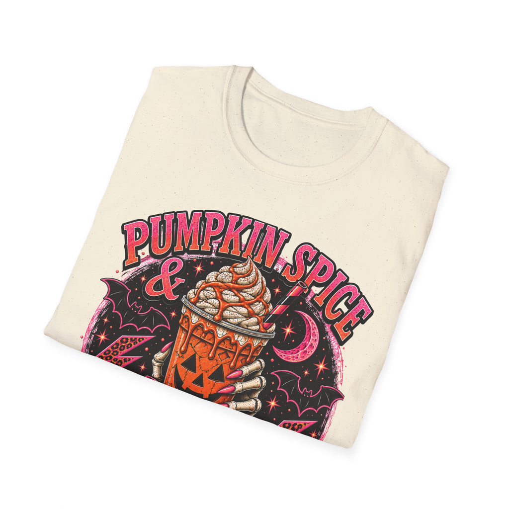 Pumpkin Spice & Nightmares T-Shirt — Halloween Fall Coffee Graphic Tee - Boo Crew Boutique