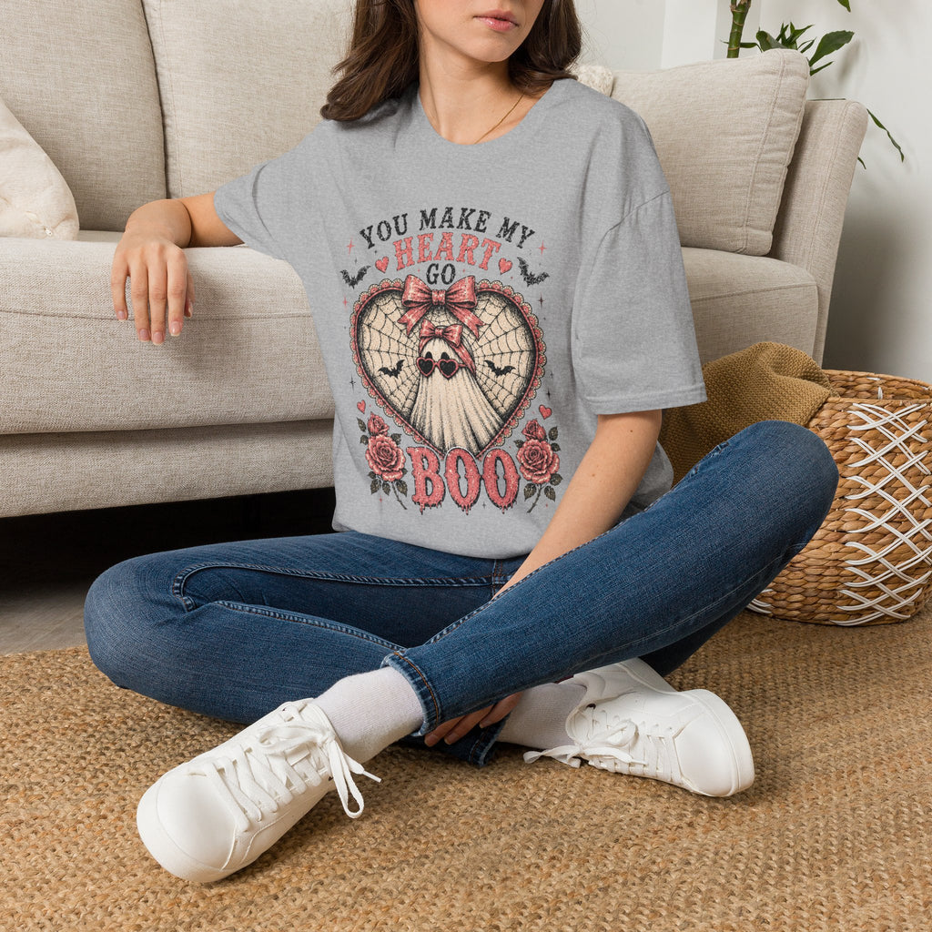 You Make My Heart Go Boo T-Shirt — Cute Gothic Halloween Graphic Tee - Boo Crew Boutique