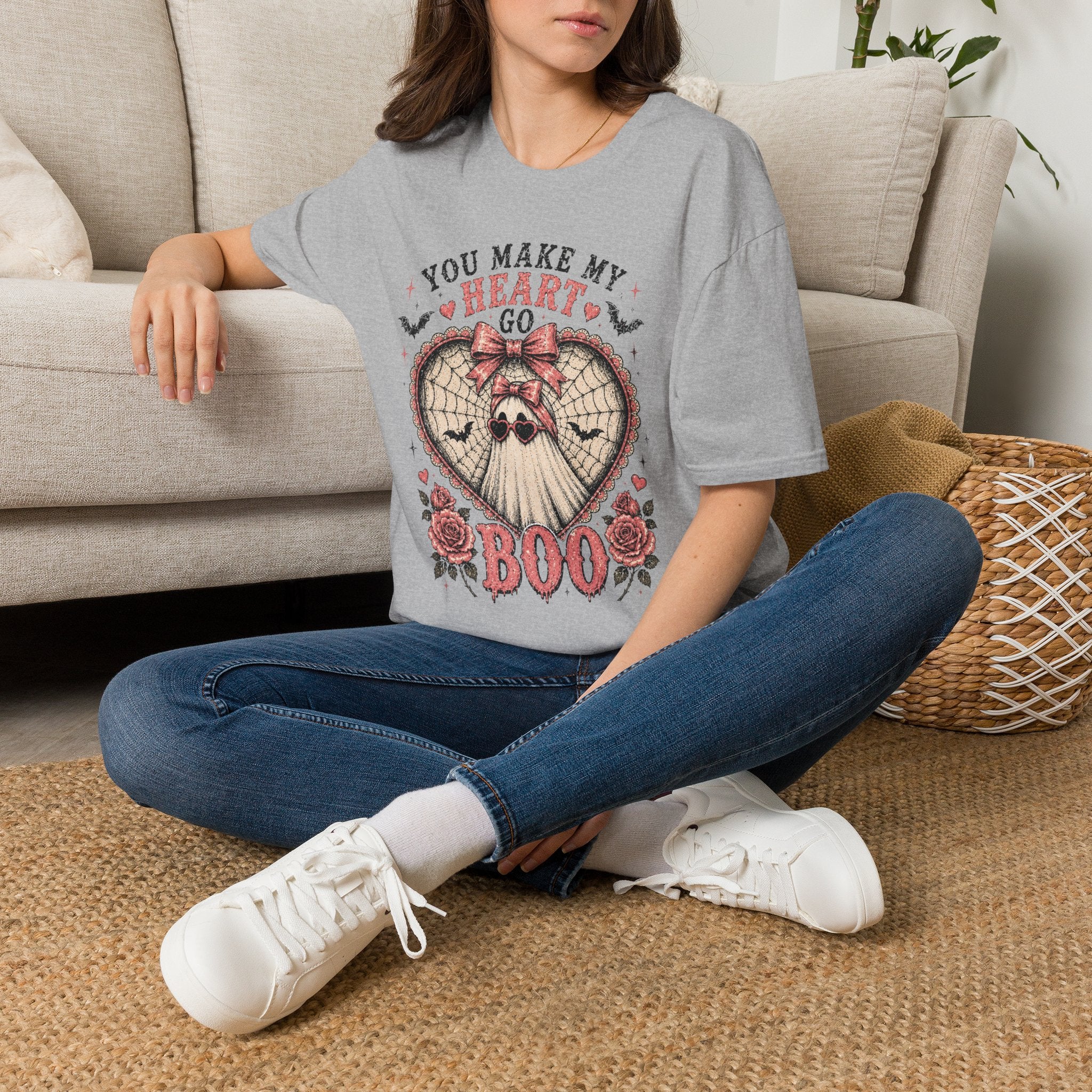 You Make My Heart Go Boo T-Shirt — Cute Gothic Halloween Graphic Tee - Boo Crew Boutique