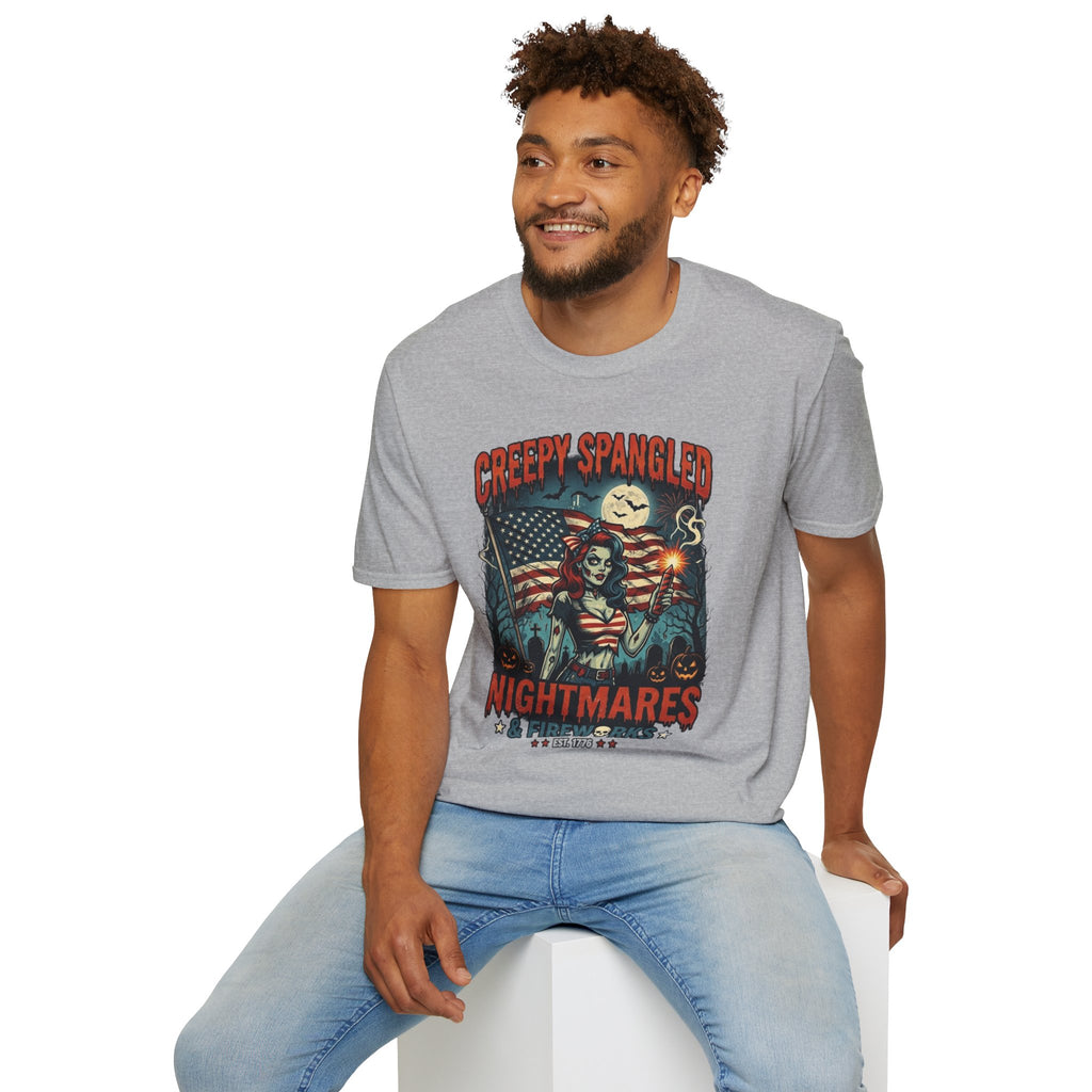 Creepy Spangled Nightmares T-Shirt — Patriotic Horror Graphic Tee - Boo Crew Boutique