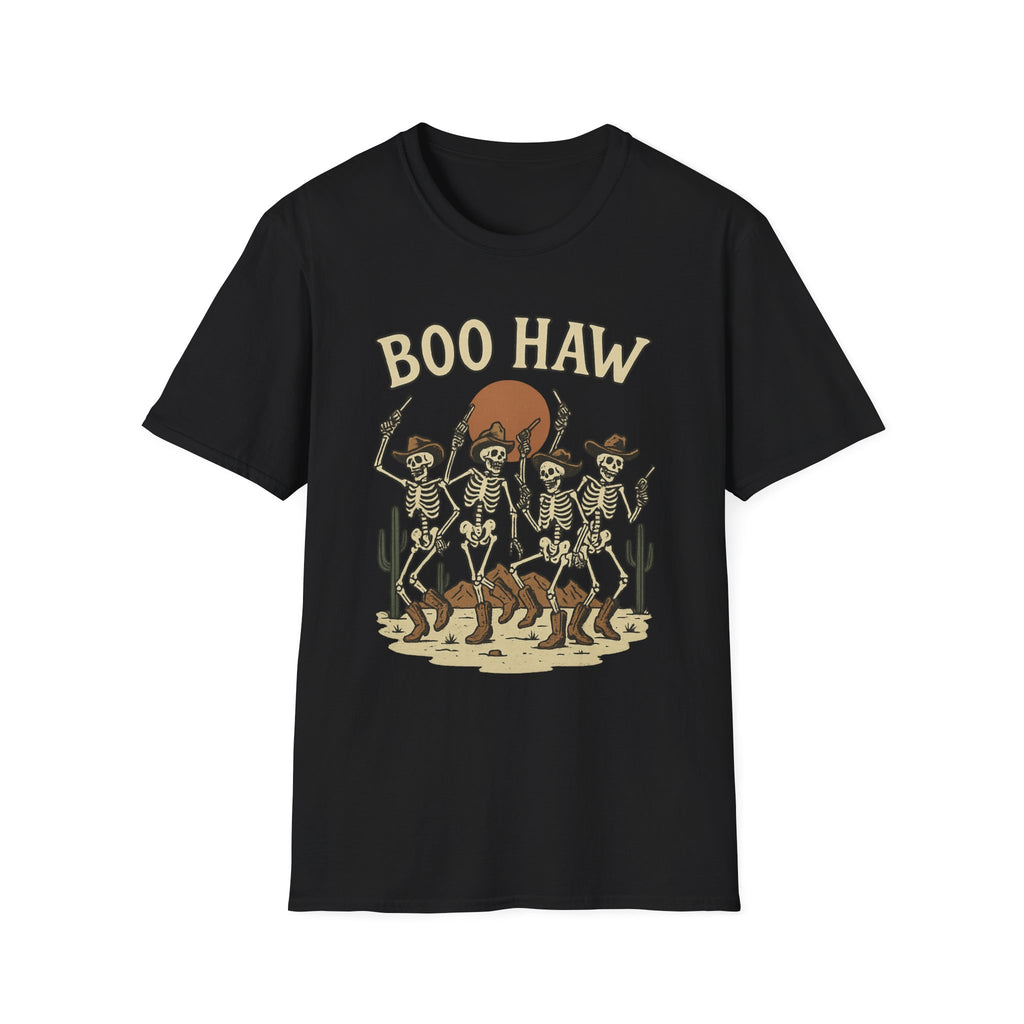 Boo Haw Skeleton Cowboys T-Shirt — Halloween Western Skeleton Dance Tee - Boo Crew Boutique