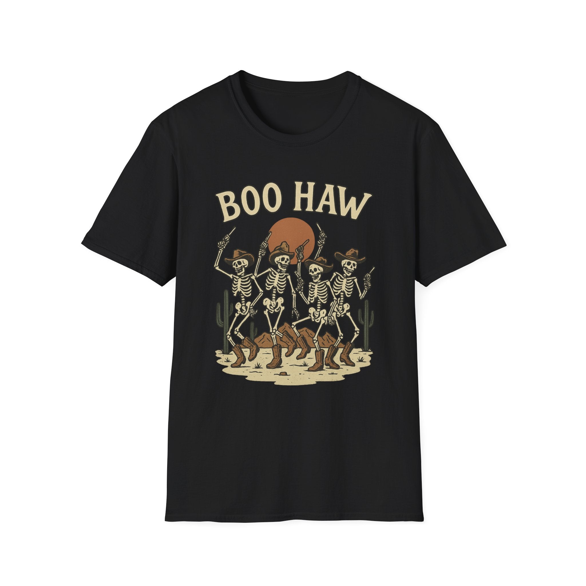 Boo Haw Skeleton Cowboys T-Shirt — Halloween Western Skeleton Dance Tee