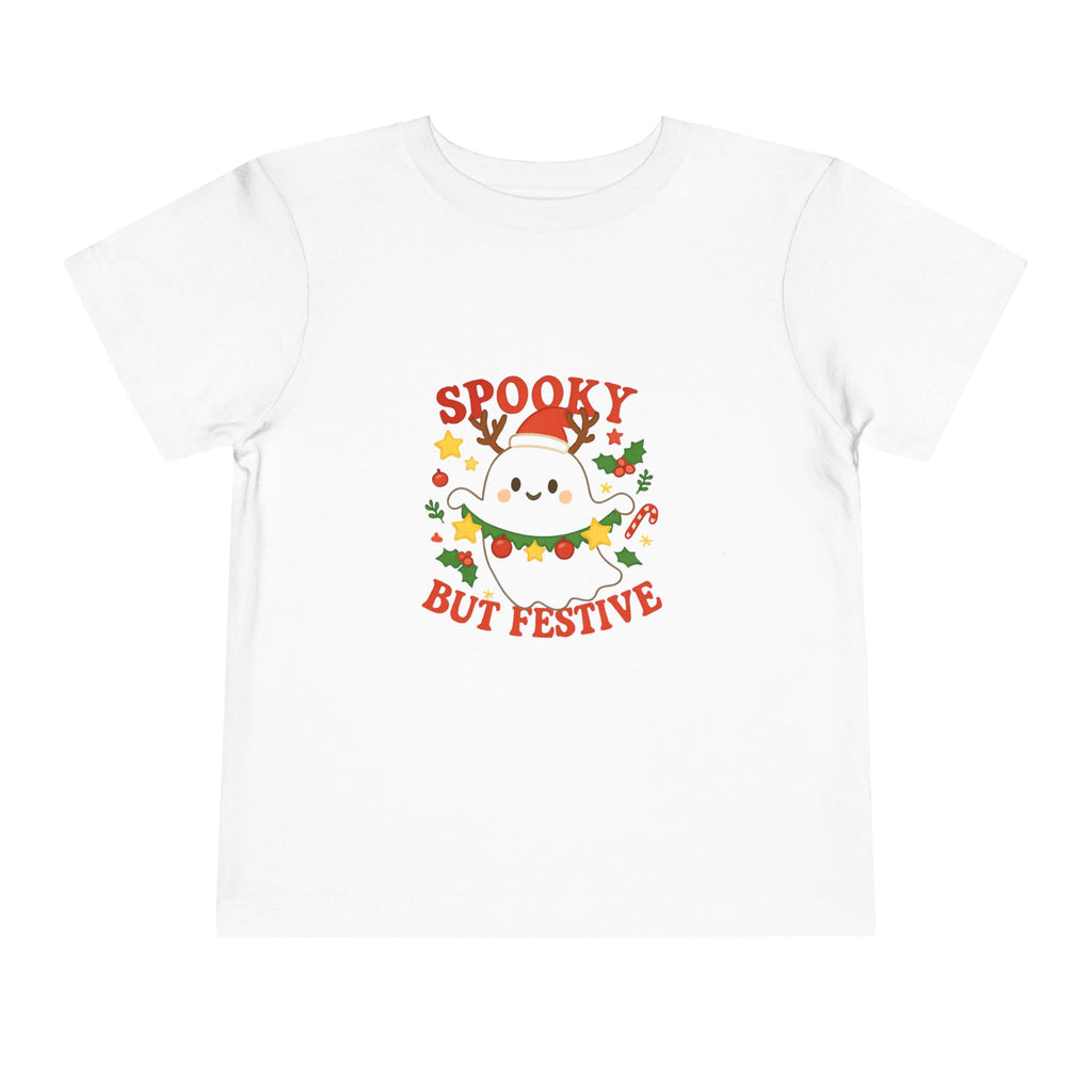 Spooky But Festive Toddler Tee | Christmas Ghost Kids Shirt - Boo Crew Boutique