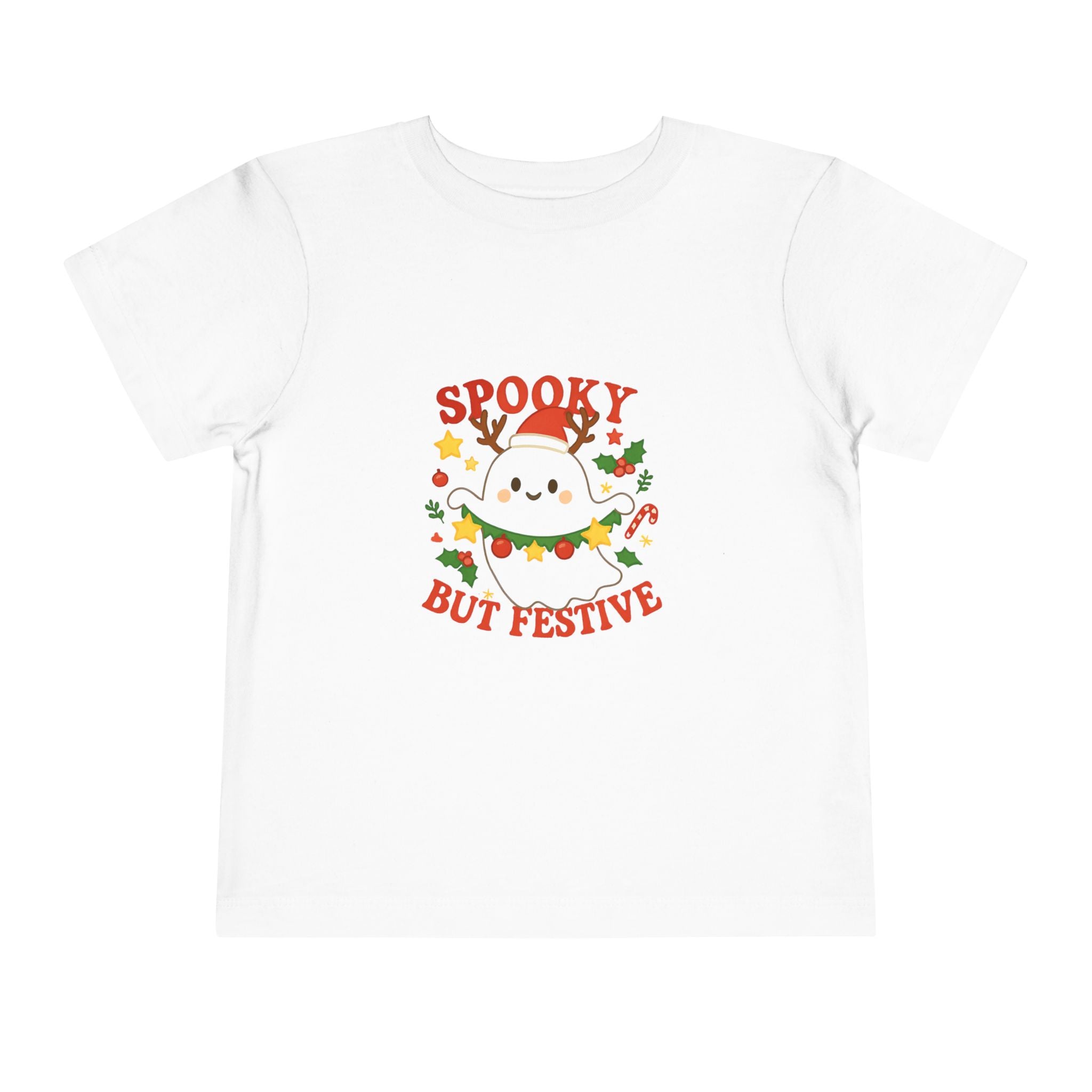 Spooky But Festive Toddler Tee | Christmas Ghost Kids Shirt - Boo Crew Boutique