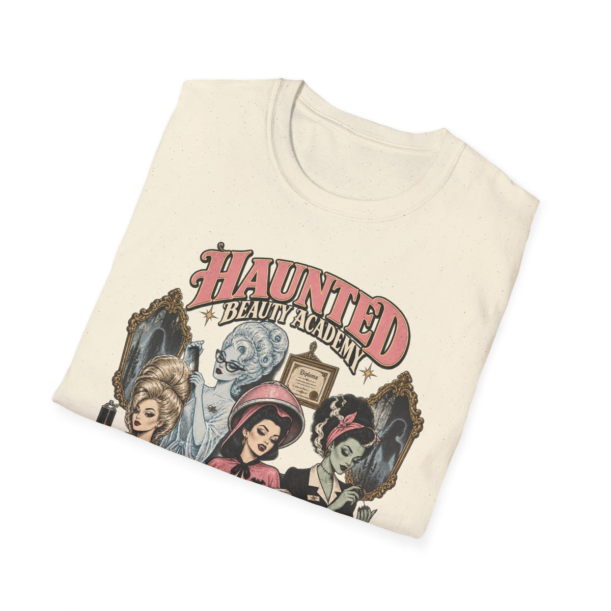 Haunted Beauty Academy Tee — Vintage Gothic Halloween T-Shirt - Boo Crew Boutique