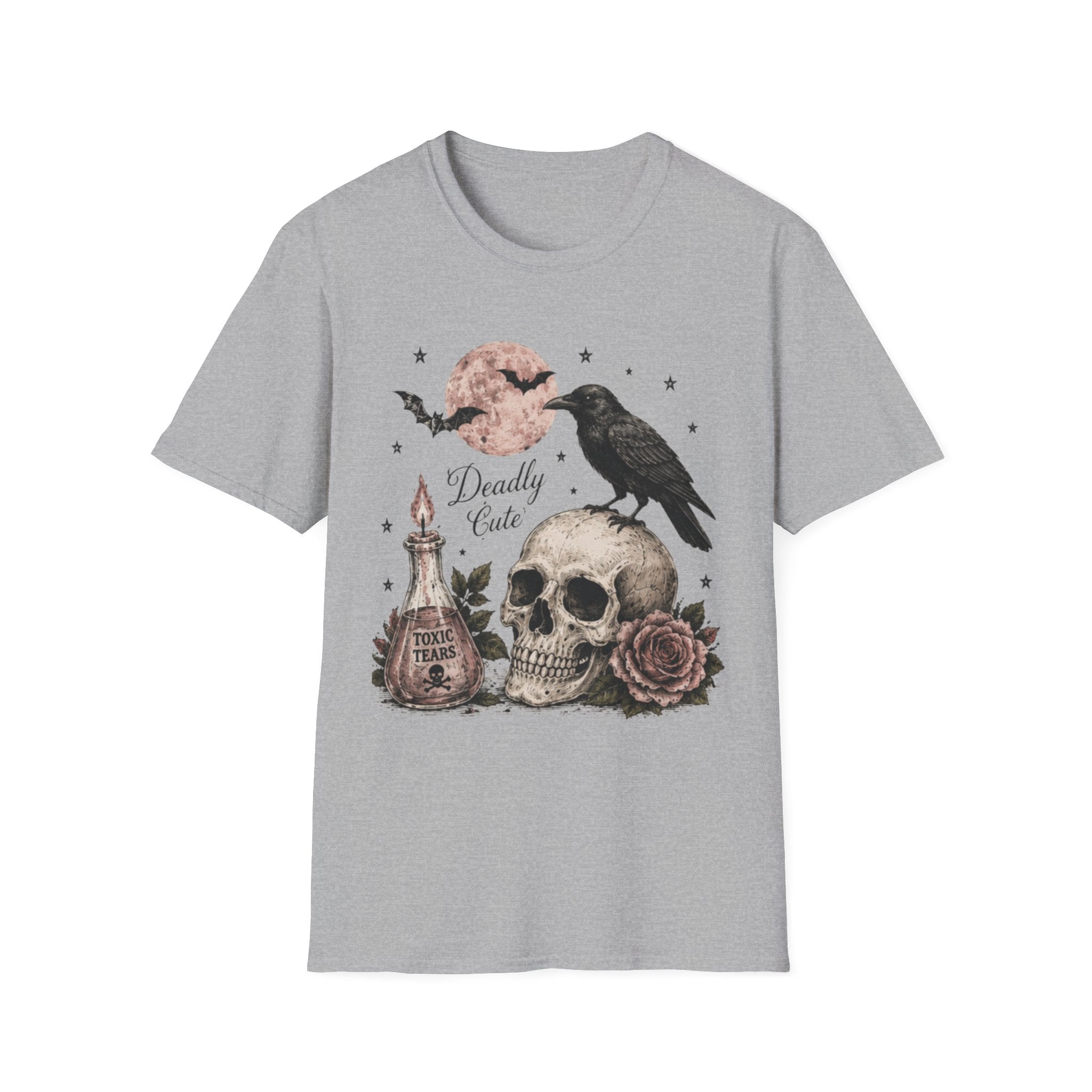 Deadly Cute Crow & Skull Graphic T-Shirt - Boo Crew Boutique