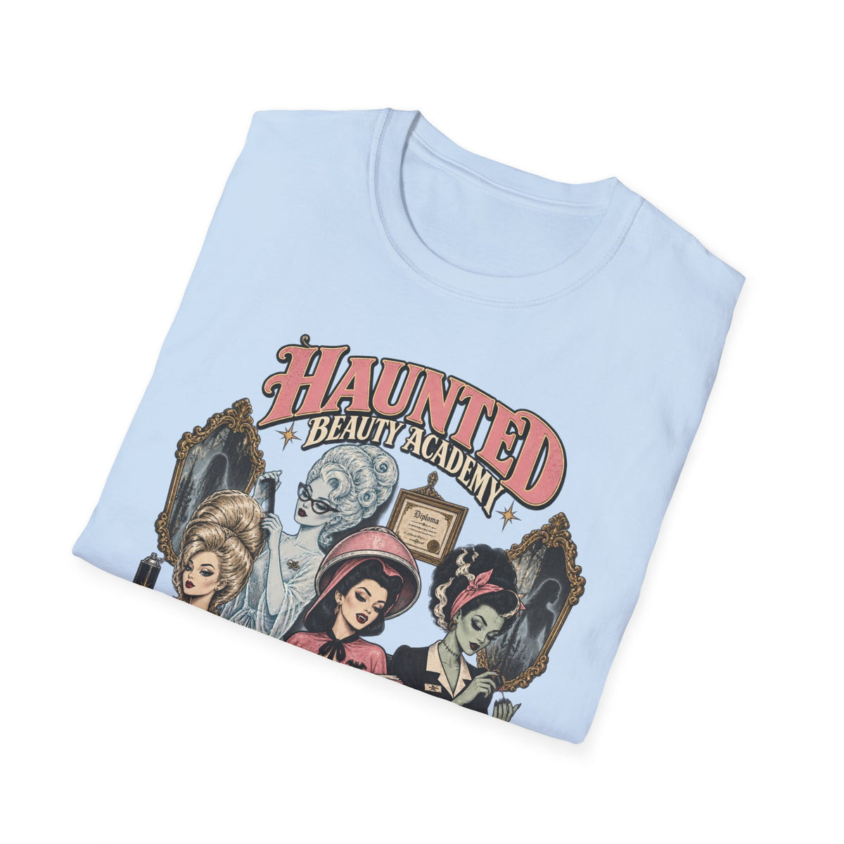 Haunted Beauty Academy Tee — Vintage Gothic Halloween T-Shirt - Boo Crew Boutique