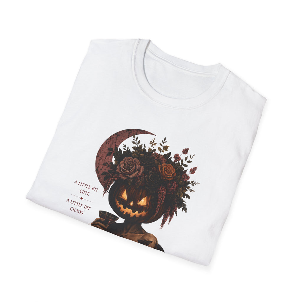 A Little Bit Cute, A Little Bit Chaos T-Shirt — Gothic Pumpkin Head Tee - Boo Crew Boutique