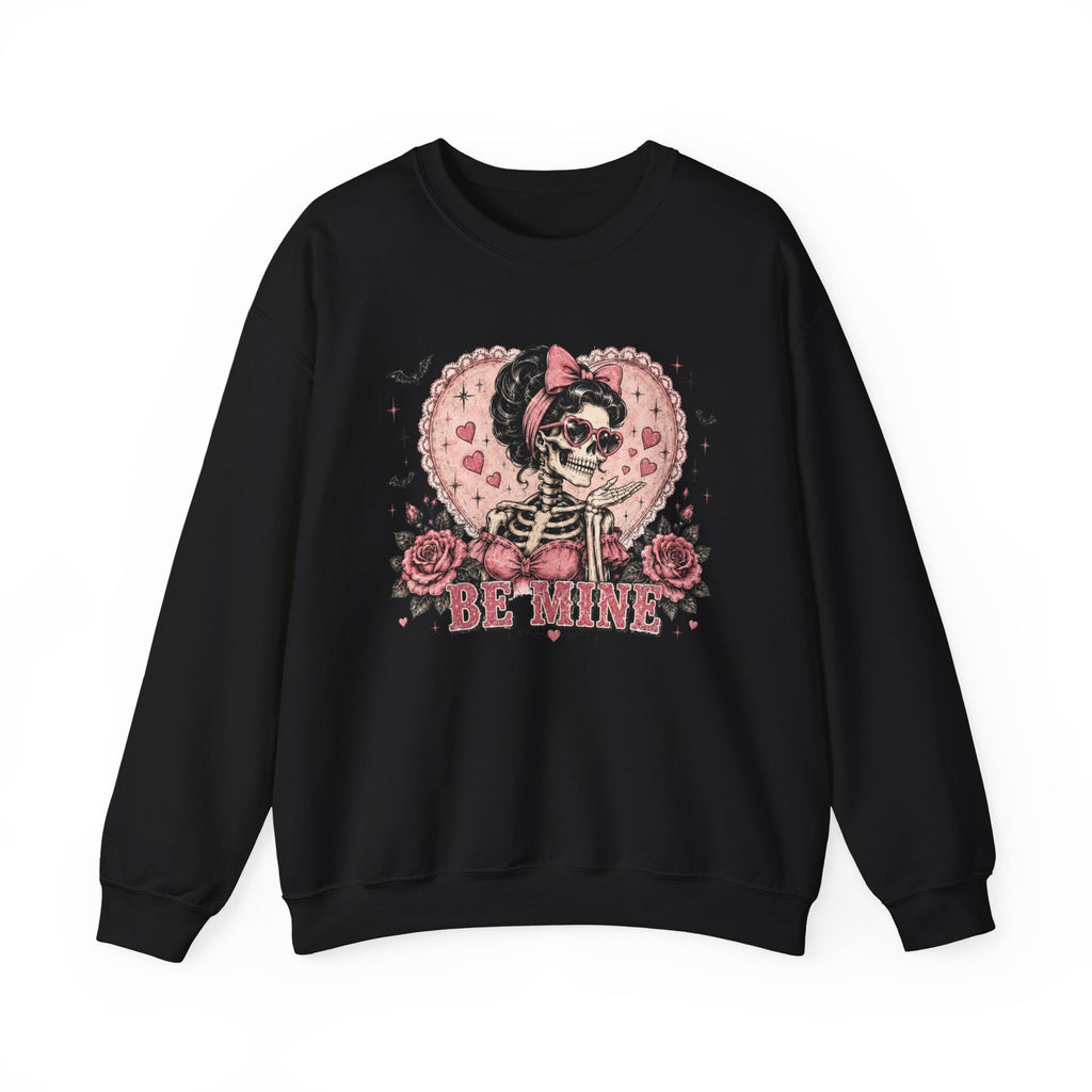 Valentine Skull 'Be Mine' Crewneck Sweatshirt - Boo Crew Boutique