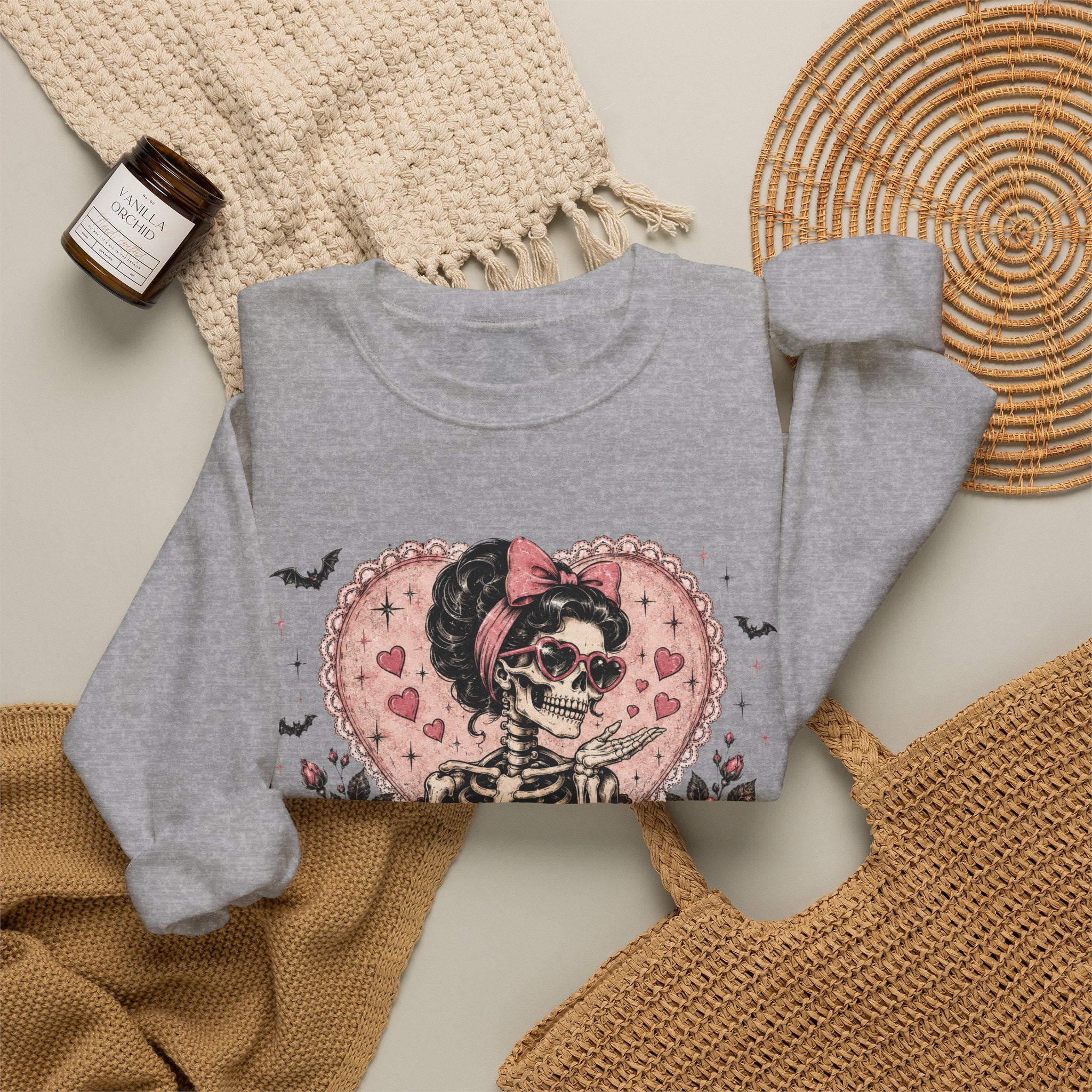Valentine Skull 'Be Mine' Crewneck Sweatshirt