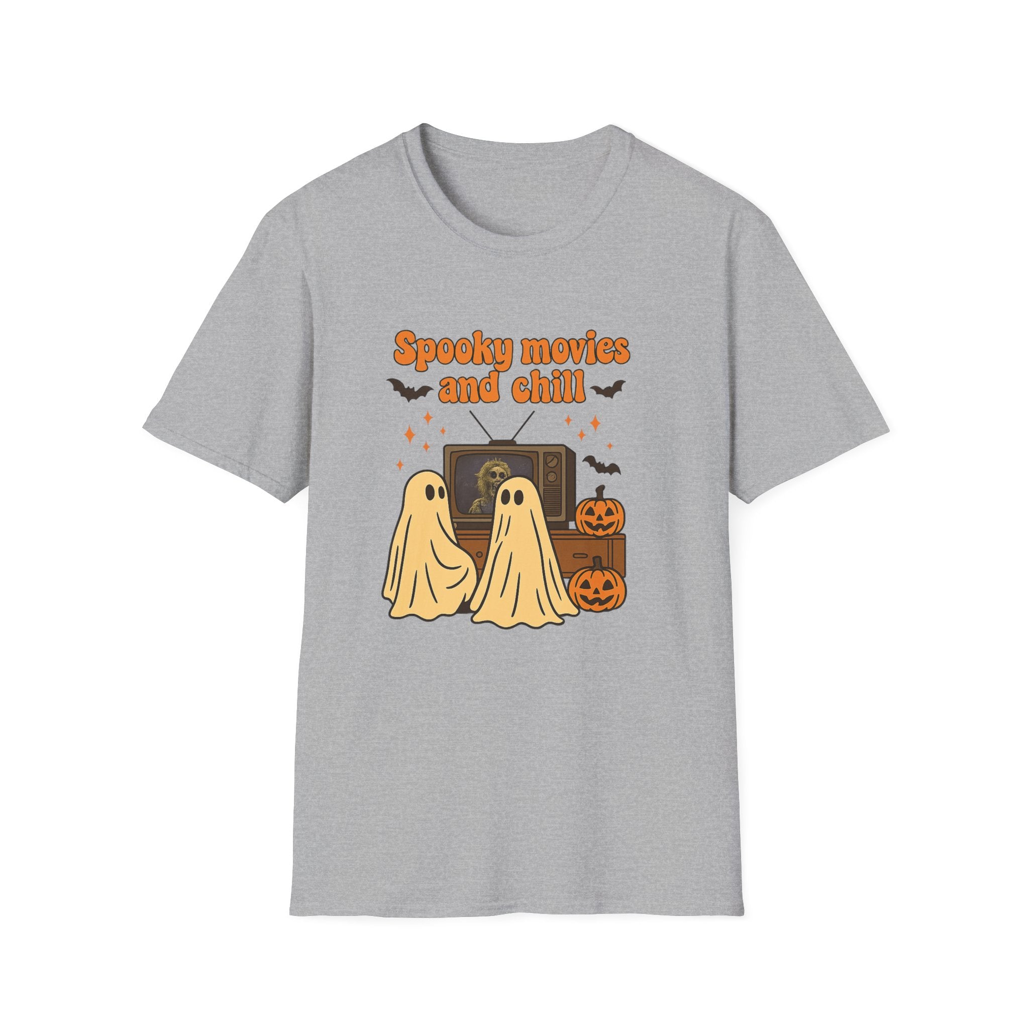 Spooky Movies and Chill T-Shirt — Cute Halloween Ghosts & Pumpkins Tee