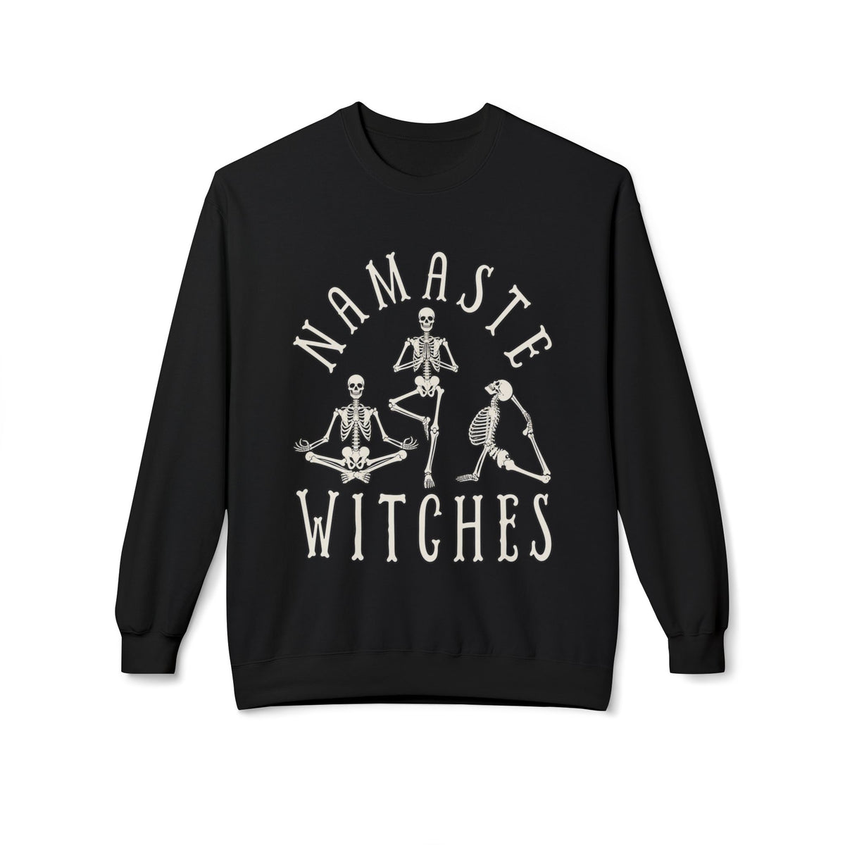 Namaste Witches Halloween Sweatshirt — Skeleton Yoga Crewneck - Boo Crew Boutique