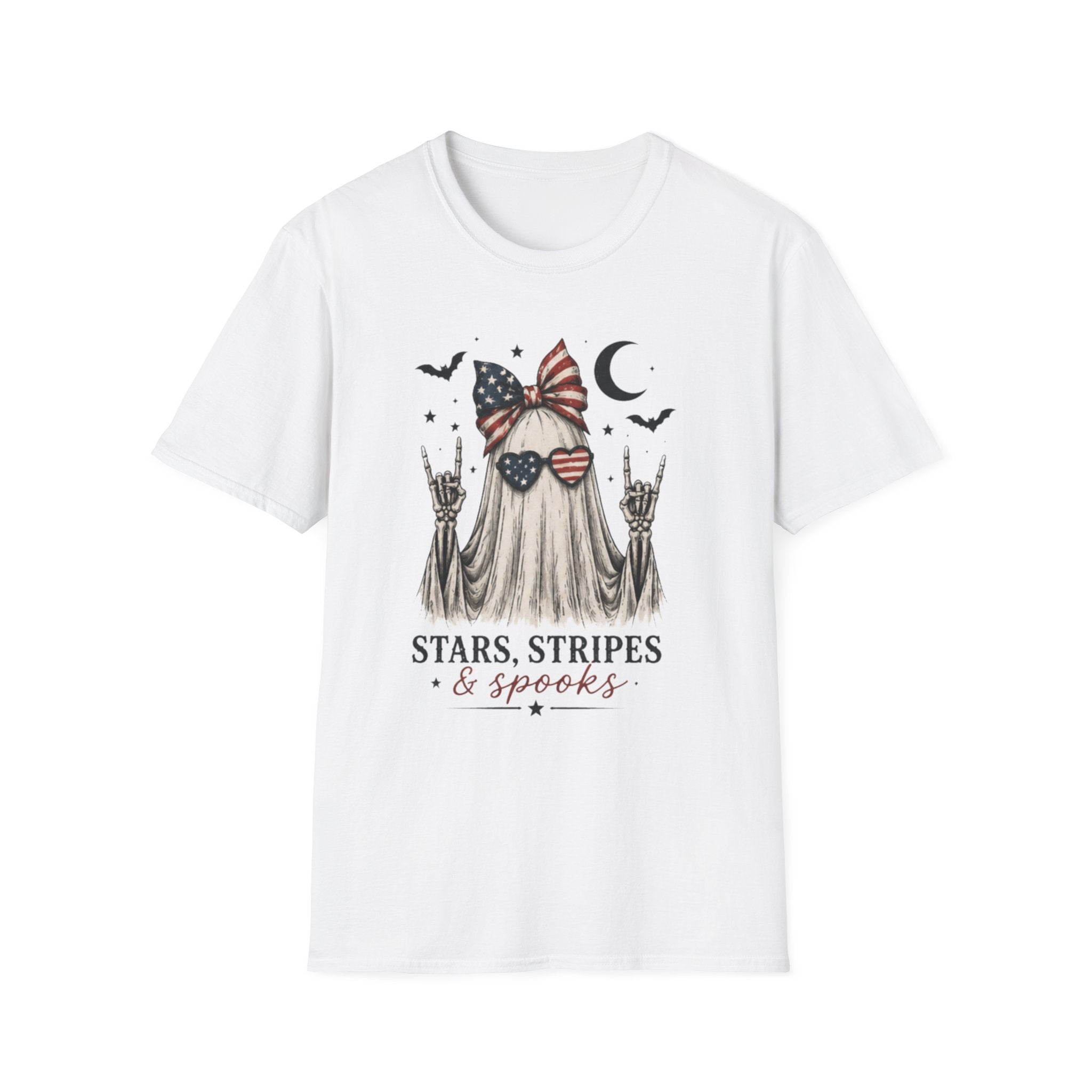 Patriotic Ghost T-Shirt — "Stars, Stripes & Spooks" 4th of July Halloween Tee - Boo Crew Boutique