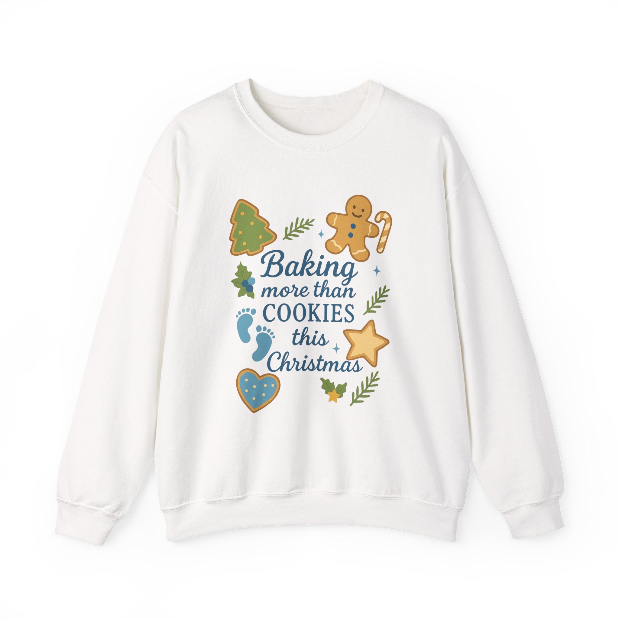 Baking More Than Cookies This Christmas Sweatshirt | Holiday Gingerbread Design, Gift for Expecting Mother