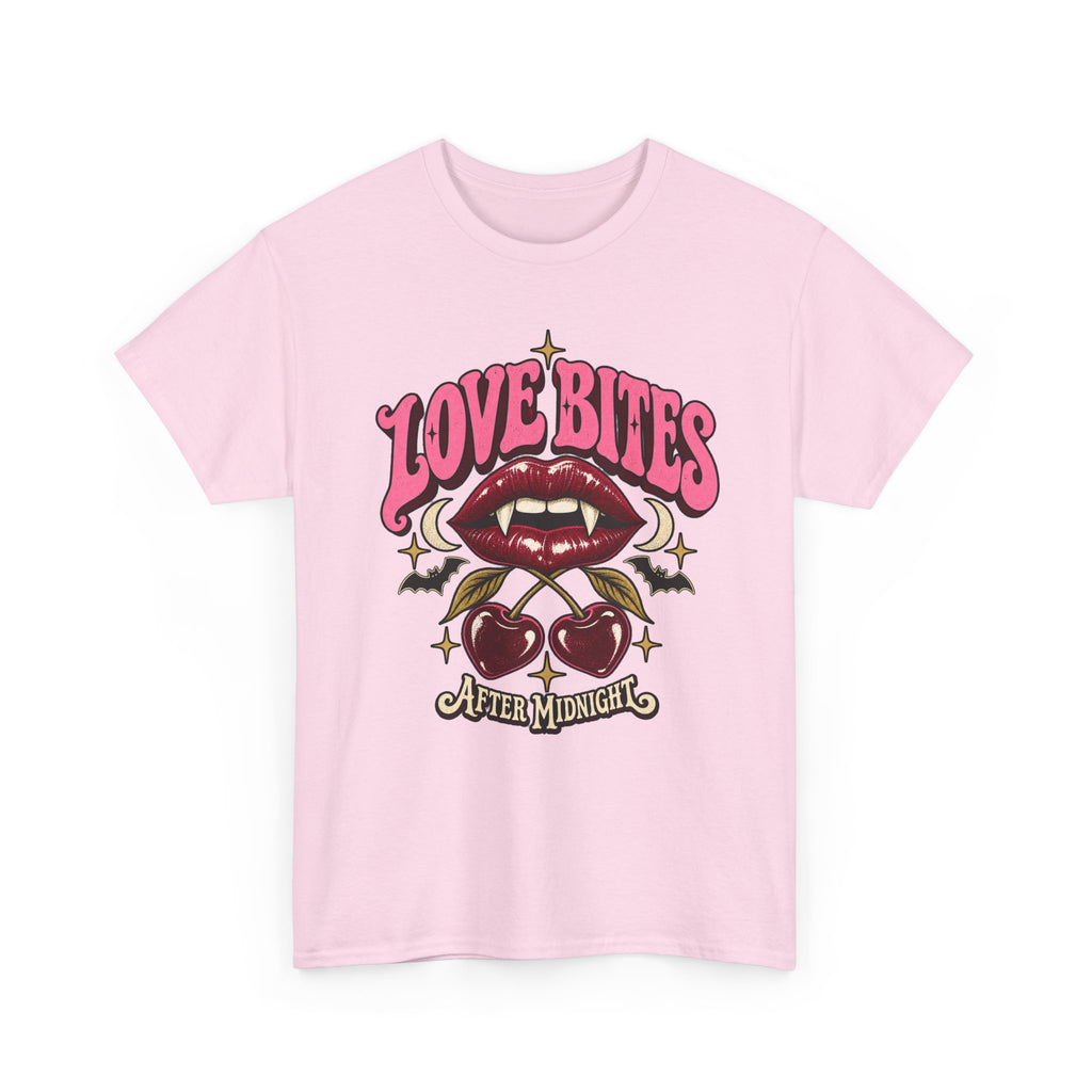 Love Bites Tee - Retro Vampire Lips & Cherries Graphic Shirt