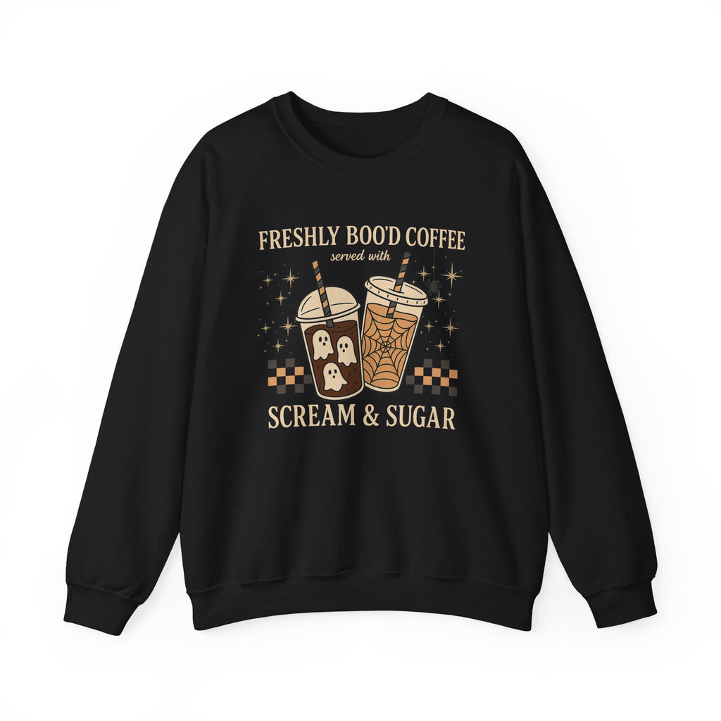 Spooky Coffee Sweatshirt, Halloween Crewneck, Cozy Unisex Sweatshirt, Gifts for Coffee Lovers, Fall Fashion, Ghostly Design