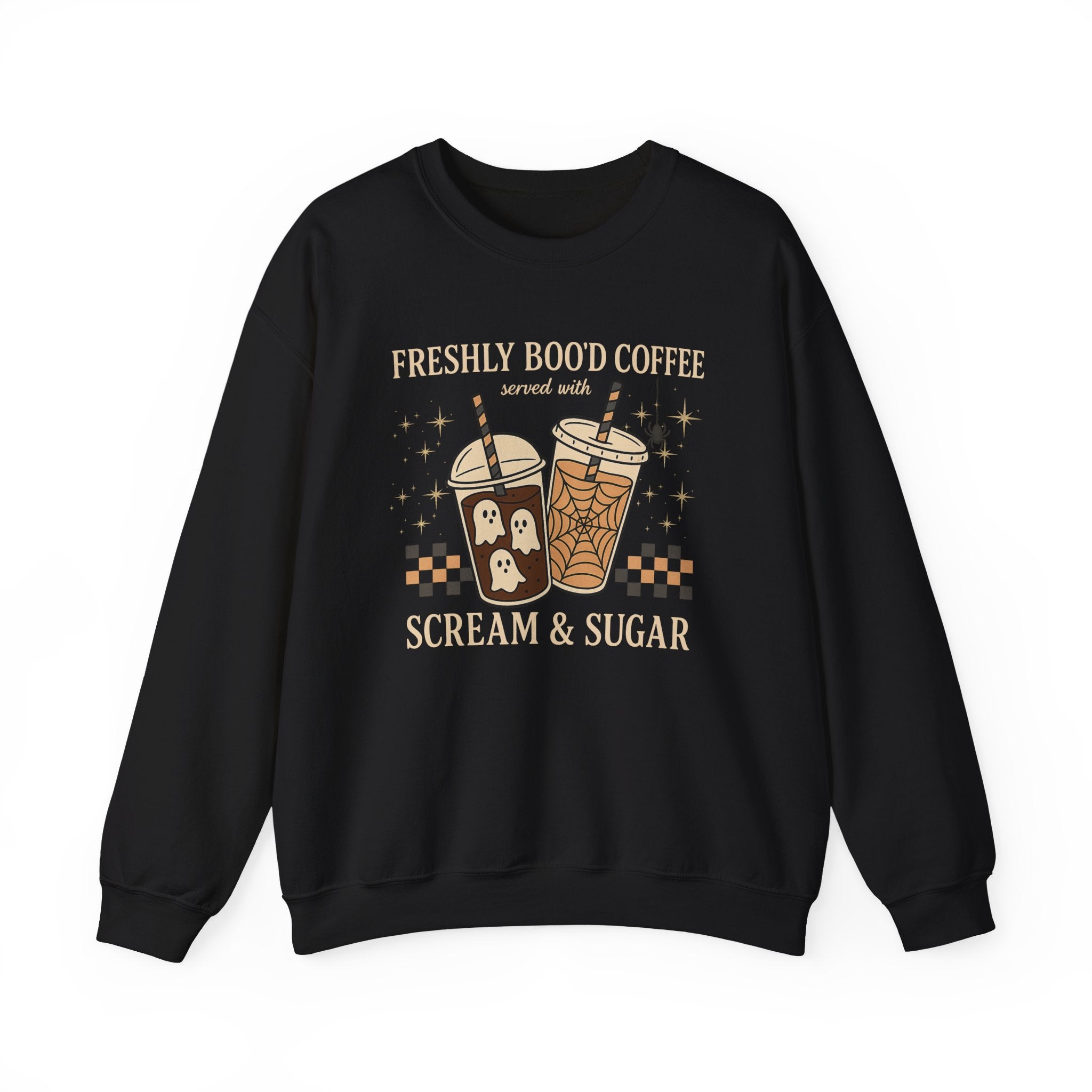 Spooky Coffee Sweatshirt, Halloween Crewneck, Cozy Unisex Sweatshirt, Gifts for Coffee Lovers, Fall Fashion, Ghostly Design