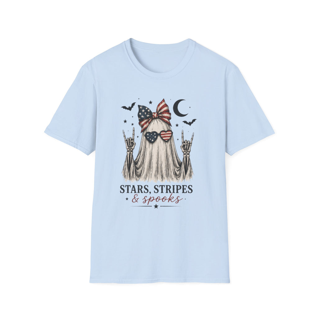 Patriotic Ghost T-Shirt — "Stars, Stripes & Spooks" 4th of July Halloween Tee - Boo Crew Boutique