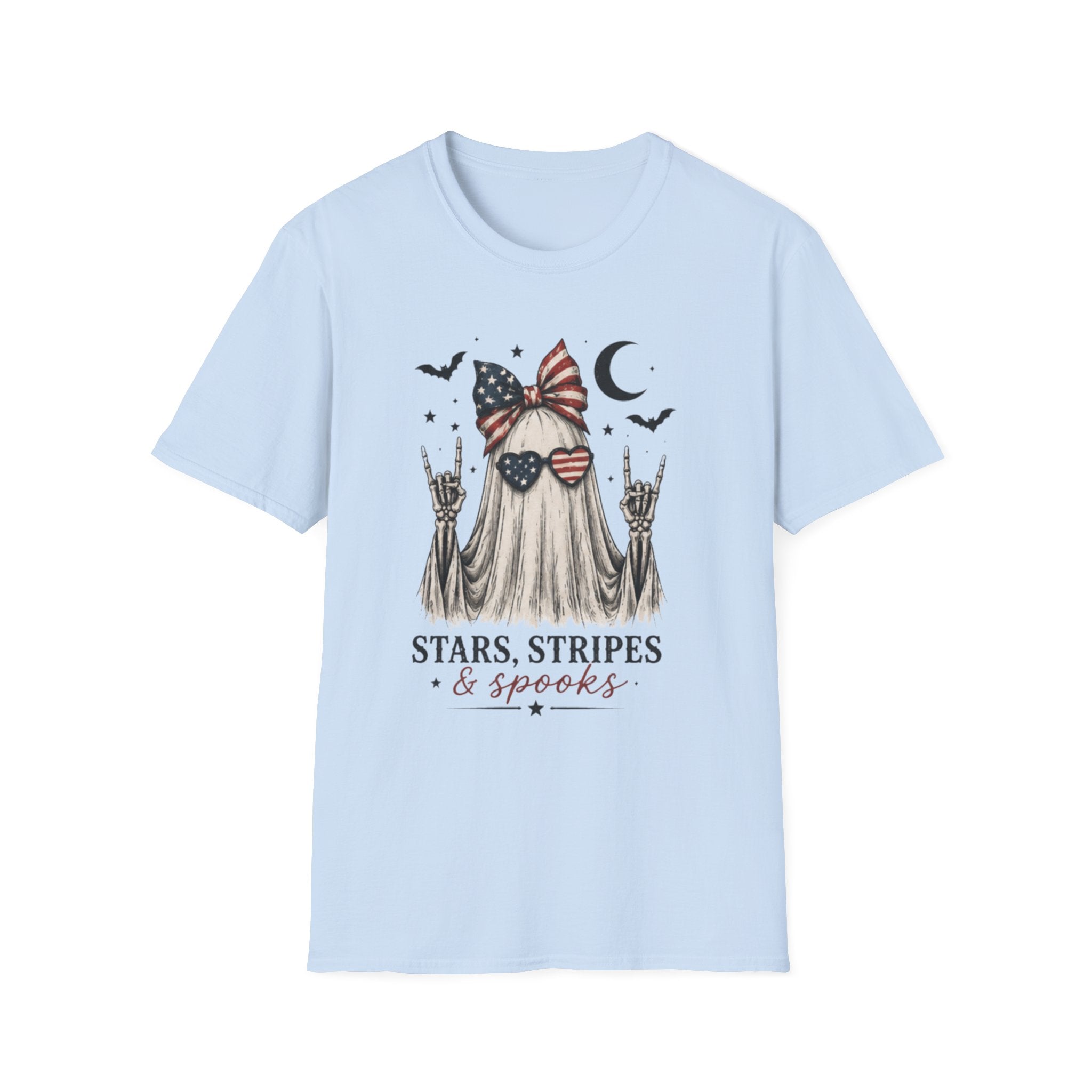 Patriotic Ghost T-Shirt — "Stars, Stripes & Spooks" 4th of July Halloween Tee - Boo Crew Boutique