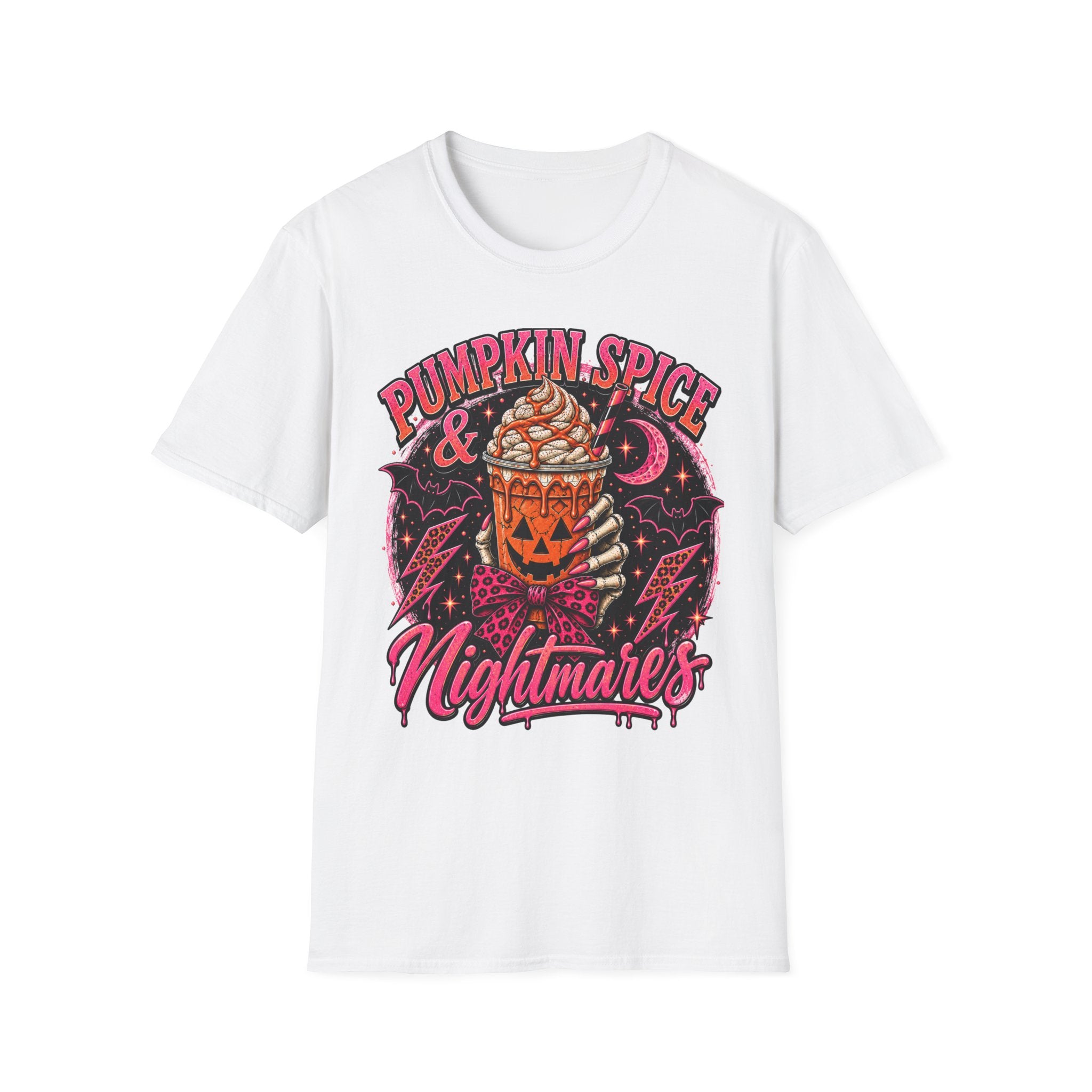 Pumpkin Spice & Nightmares T-Shirt — Halloween Fall Coffee Graphic Tee - Boo Crew Boutique