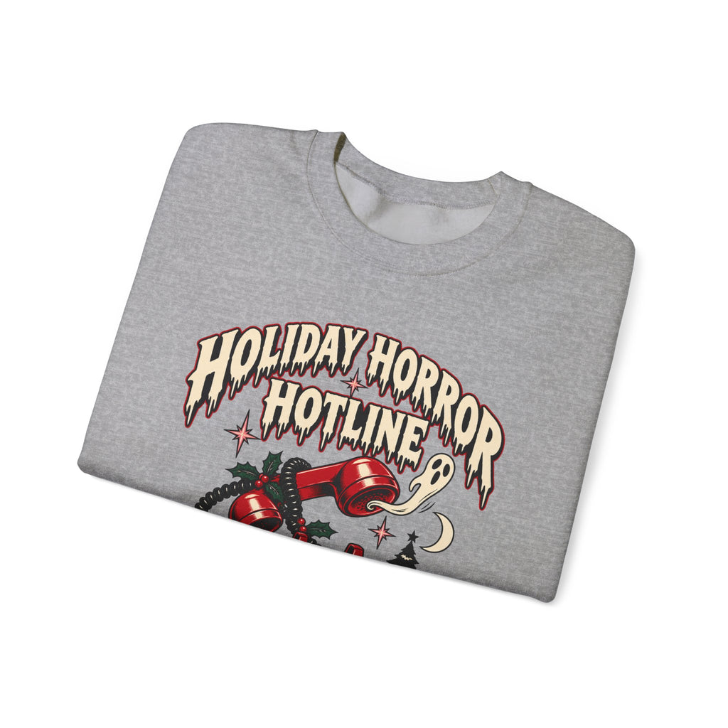 Holiday Horror Hotline Sweatshirt — Call After Midnight Retro Christmas Crewneck