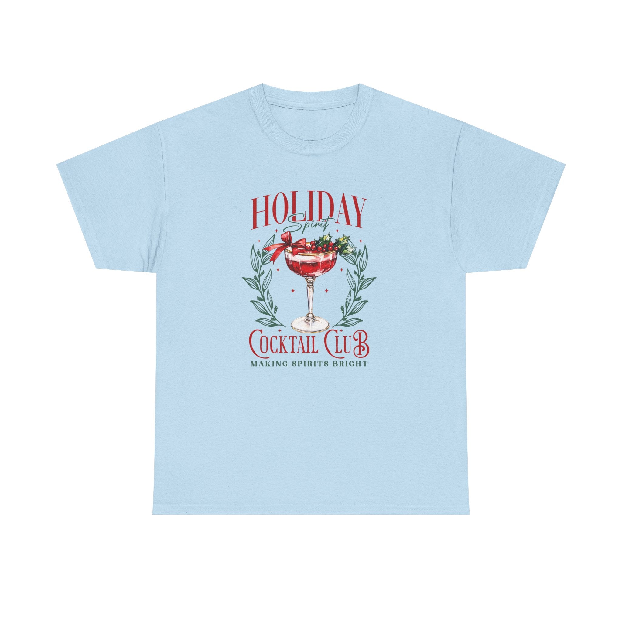 Holiday Cocktail Club T-Shirt | Christmas wreath margarita, festive cocktail tee