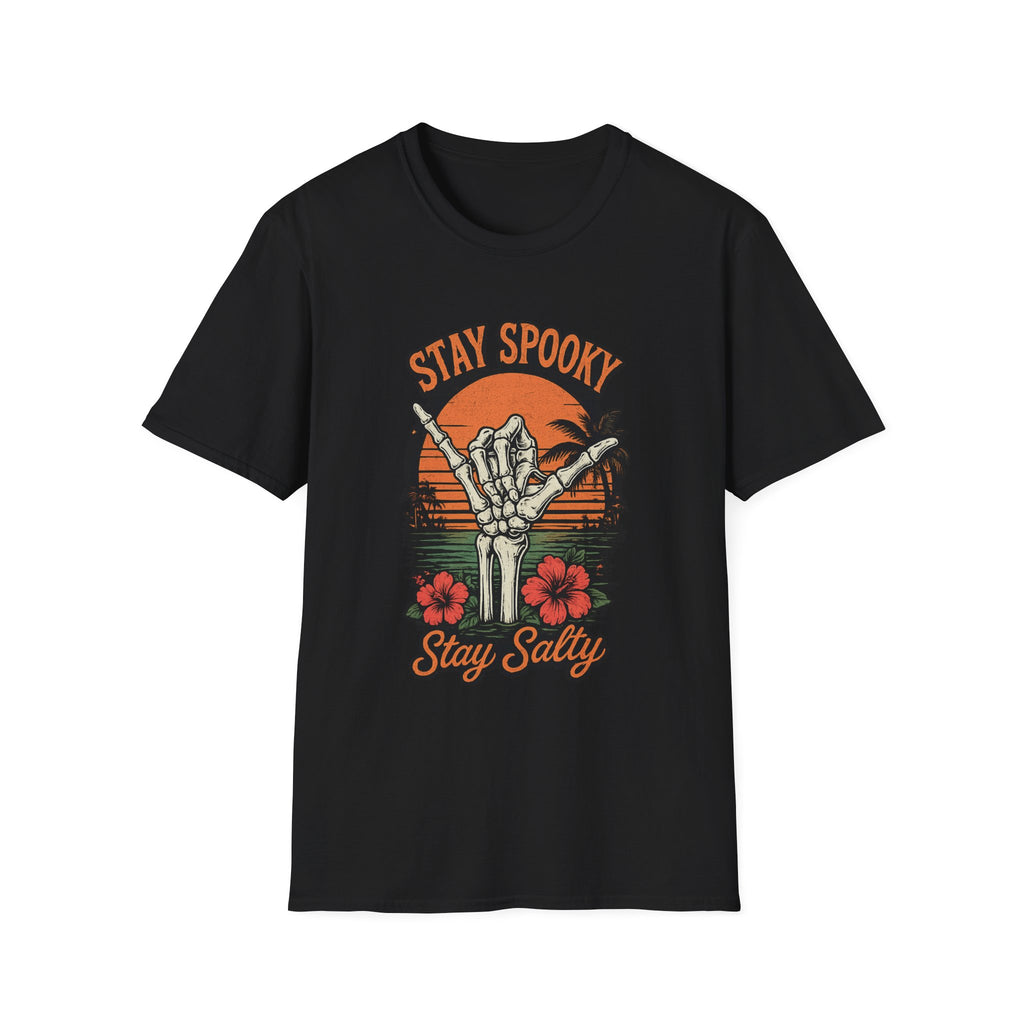 Stay Spooky Stay Salty T-Shirt — Skeleton Hand Beach Vibes Halloween Tee - Boo Crew Boutique