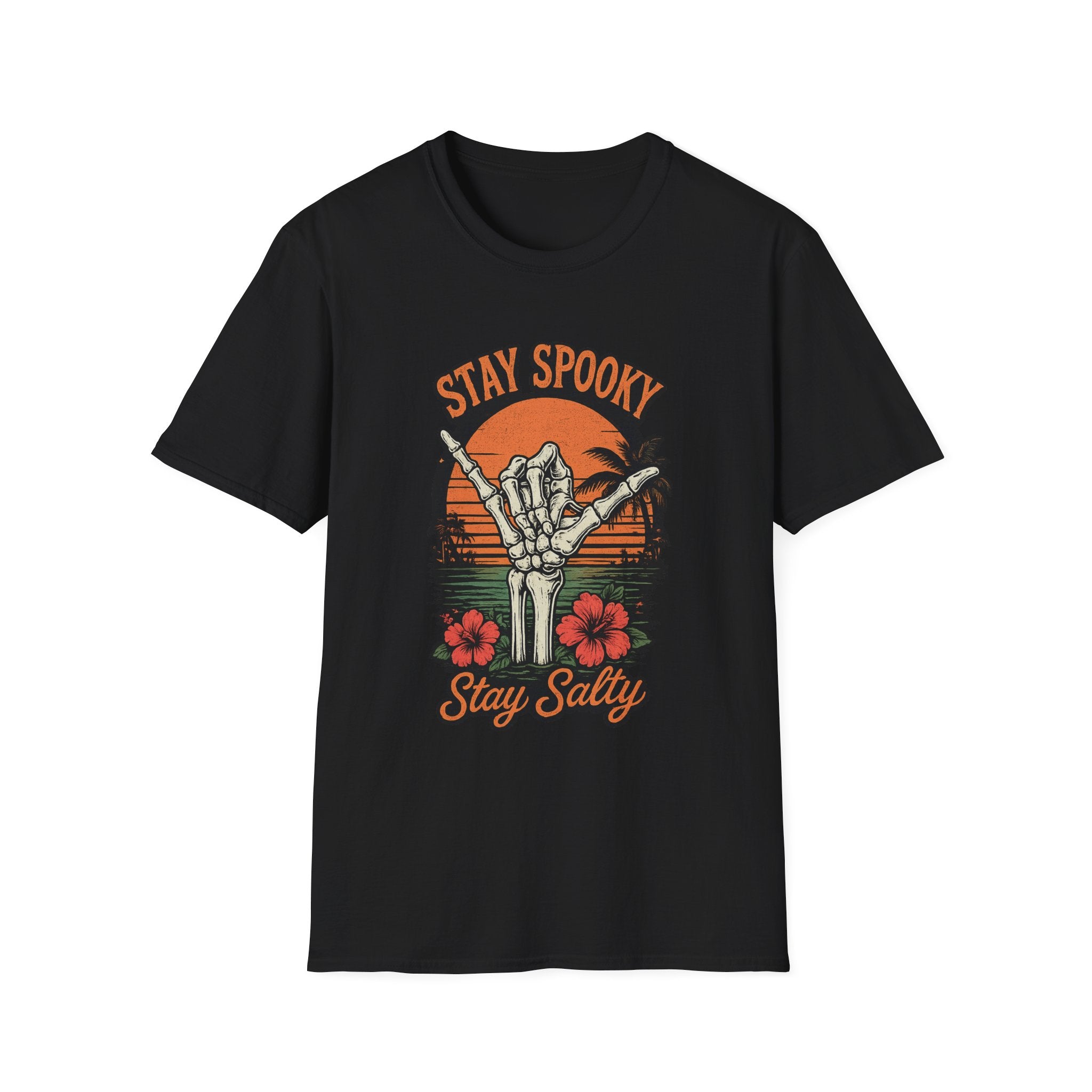 Stay Spooky Stay Salty T-Shirt — Skeleton Hand Beach Vibes Halloween Tee - Boo Crew Boutique