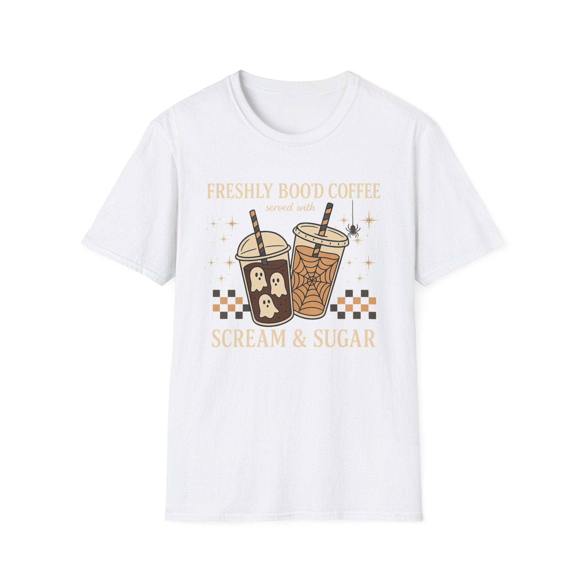 Coffee Drinks T-Shirt — "Freshly Booot Coffee: Scream & Sugar" Cute Spooky Boba Graphic Tee - Boo Crew Boutique