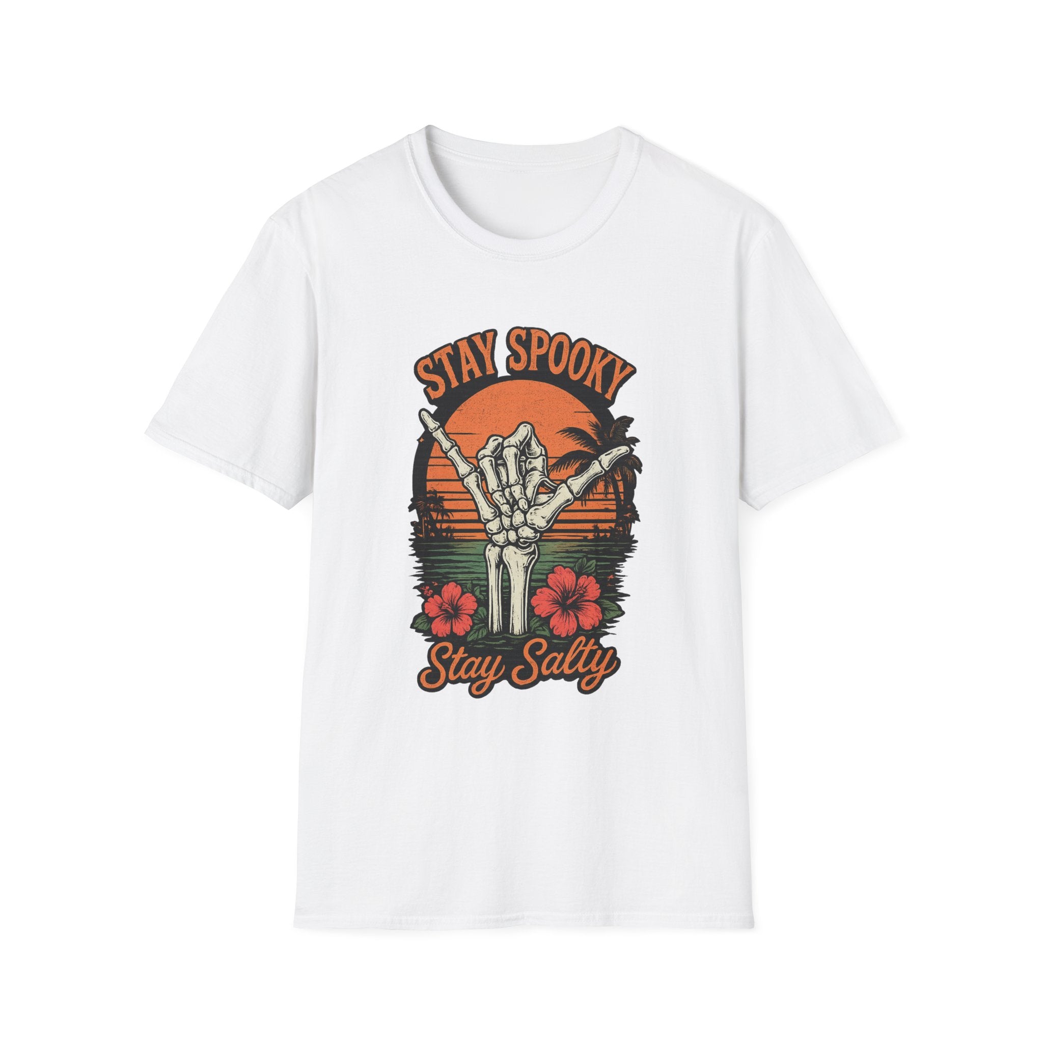 Stay Spooky Stay Salty T-Shirt — Skeleton Hand Beach Vibes Halloween Tee - Boo Crew Boutique
