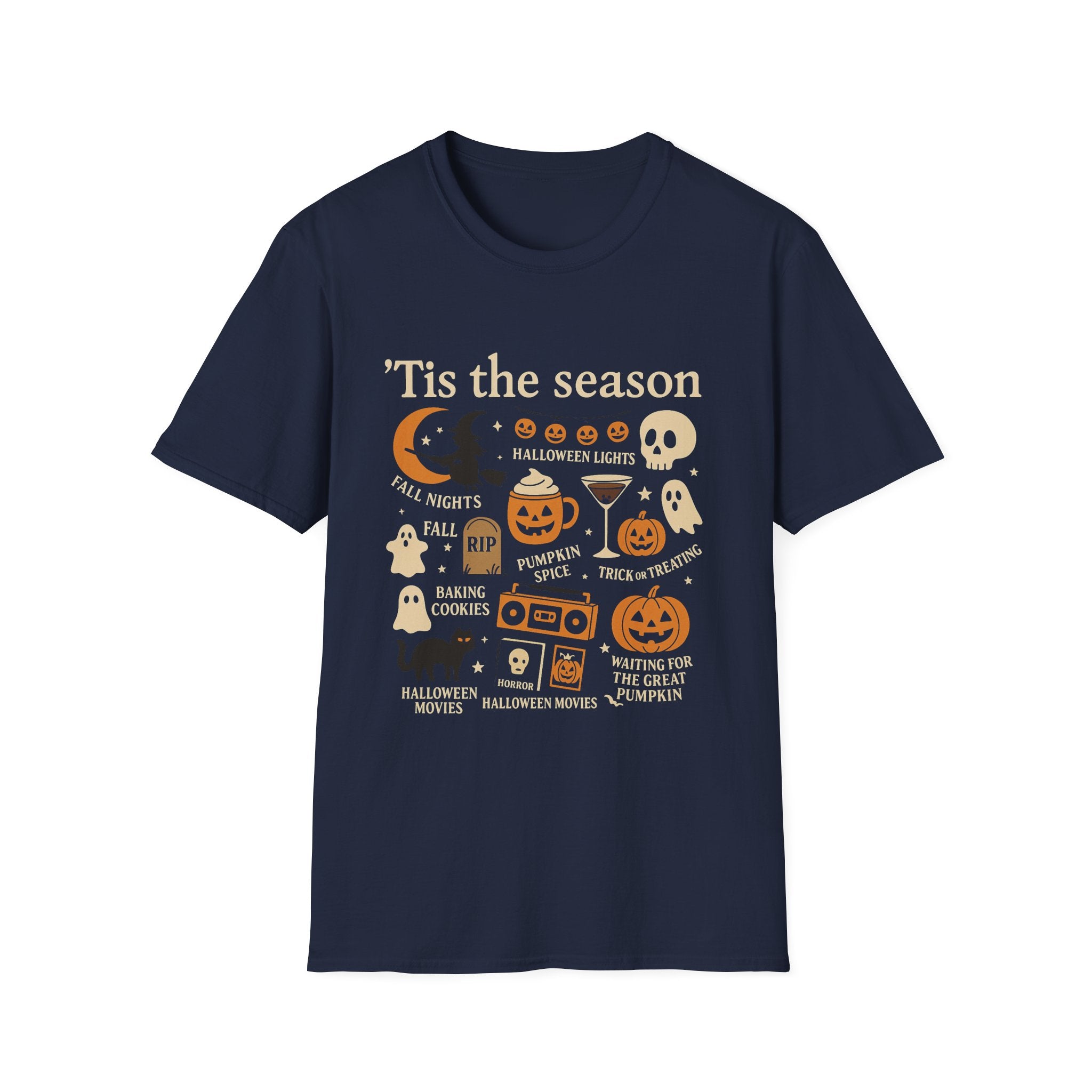 Halloween Icons T‑Shirt — ‘Tis the Season Cute Spooky Graphic Tee